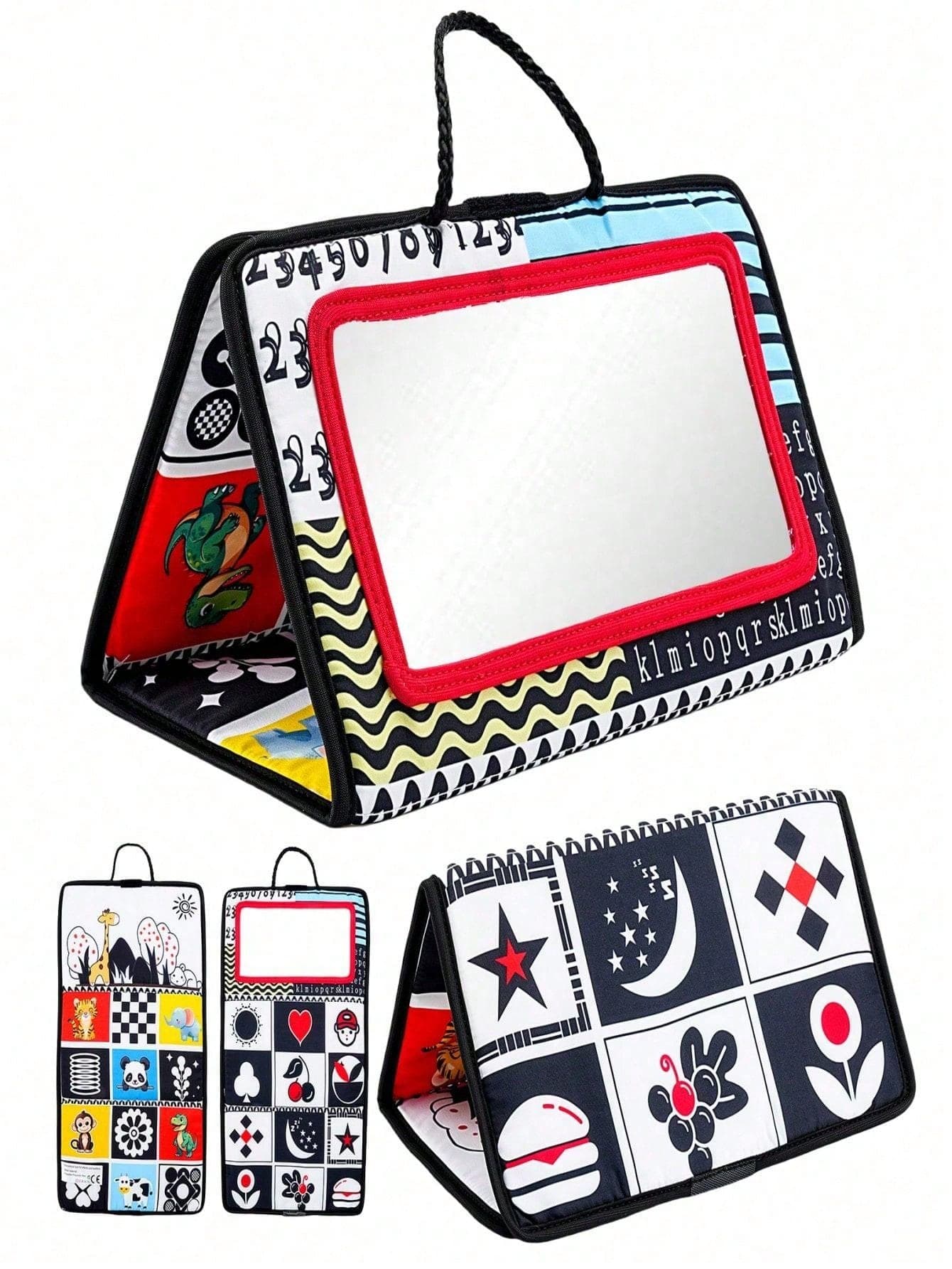 Montessori-Inspired Newborn Tummy Time Book Toy - High Contrast, Crinkle Sound, Colorful Fabric - Perfect Baby Floor Play & Black & White High Contrast Newborn Brain Development Baby Crinkle Toy, Montessori Early Education
