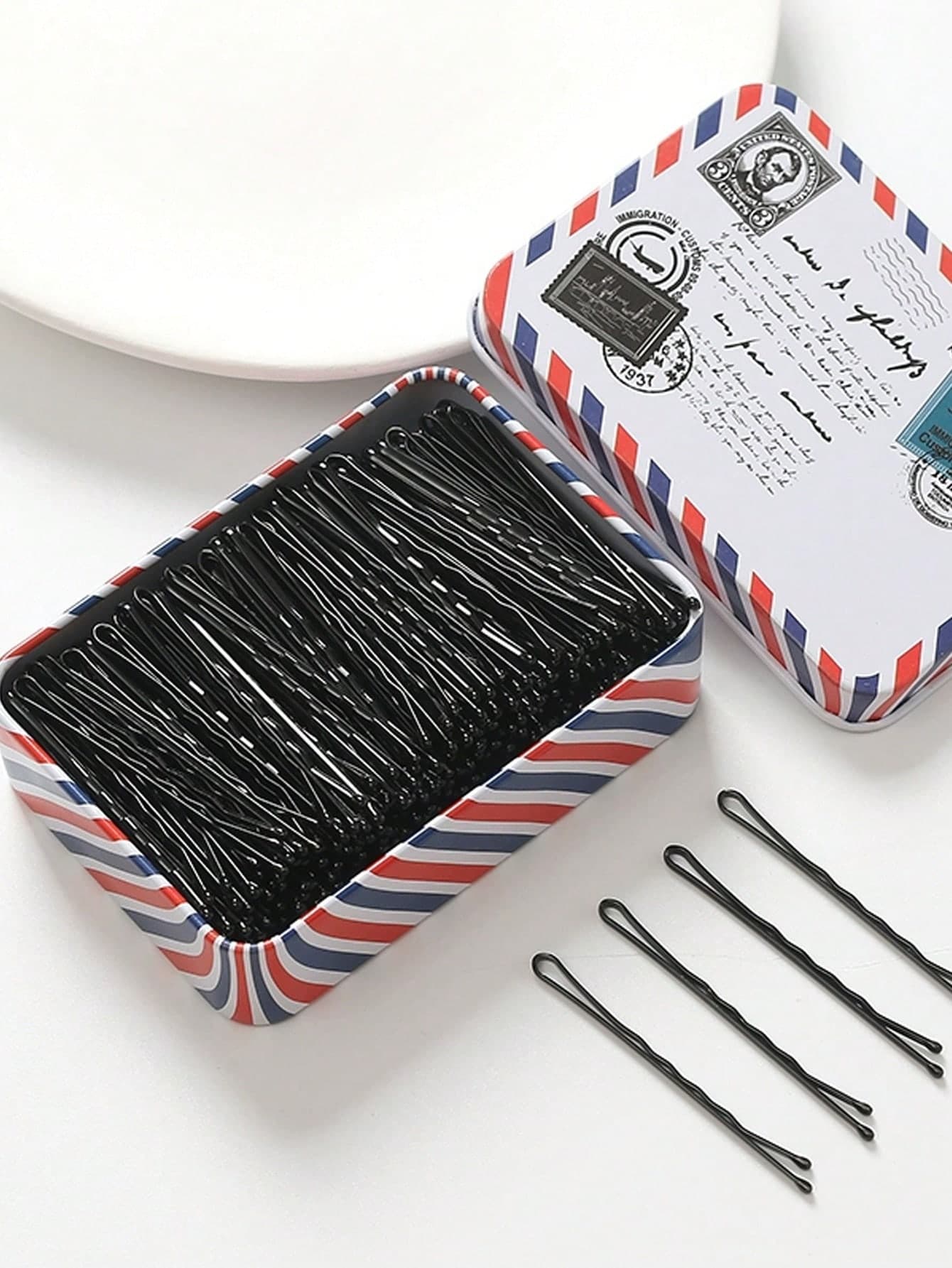 100pcs/Box Classic Black Bobby Pins Set, T-Shape Design,Wave Styling Hair Clips For Women, Professional Daily Basic Hairpins & Accessories