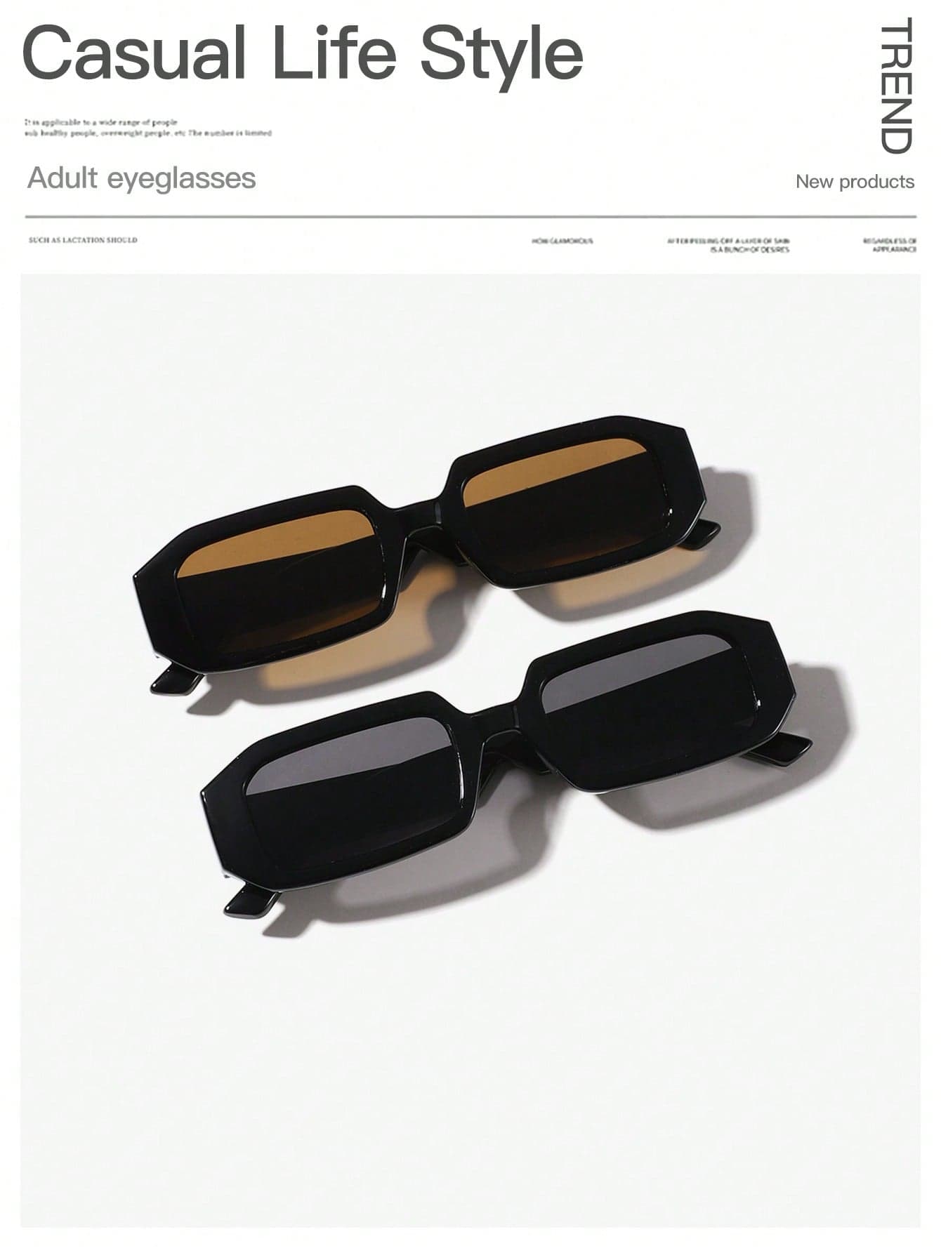 2pcs Men's Casual New Retro Style Rectangular Frame Full-Frame Fashion Glasses, Suitable For Outdoor Activities & Outfits Back To School Fashionable Preppy School Look
