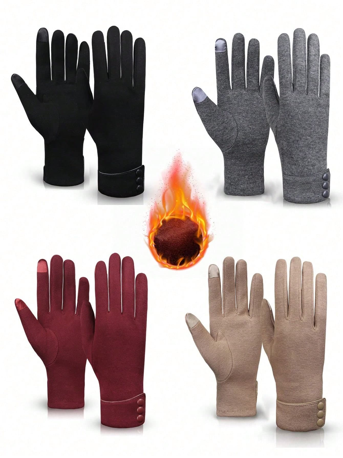 1 Pair Winter Cycling Warm Thermal Gloves, Non-Slip Thermal Touchscreen Gloves For Women, Outdoor Thermal-Lined Gloves, Autumn/Winter