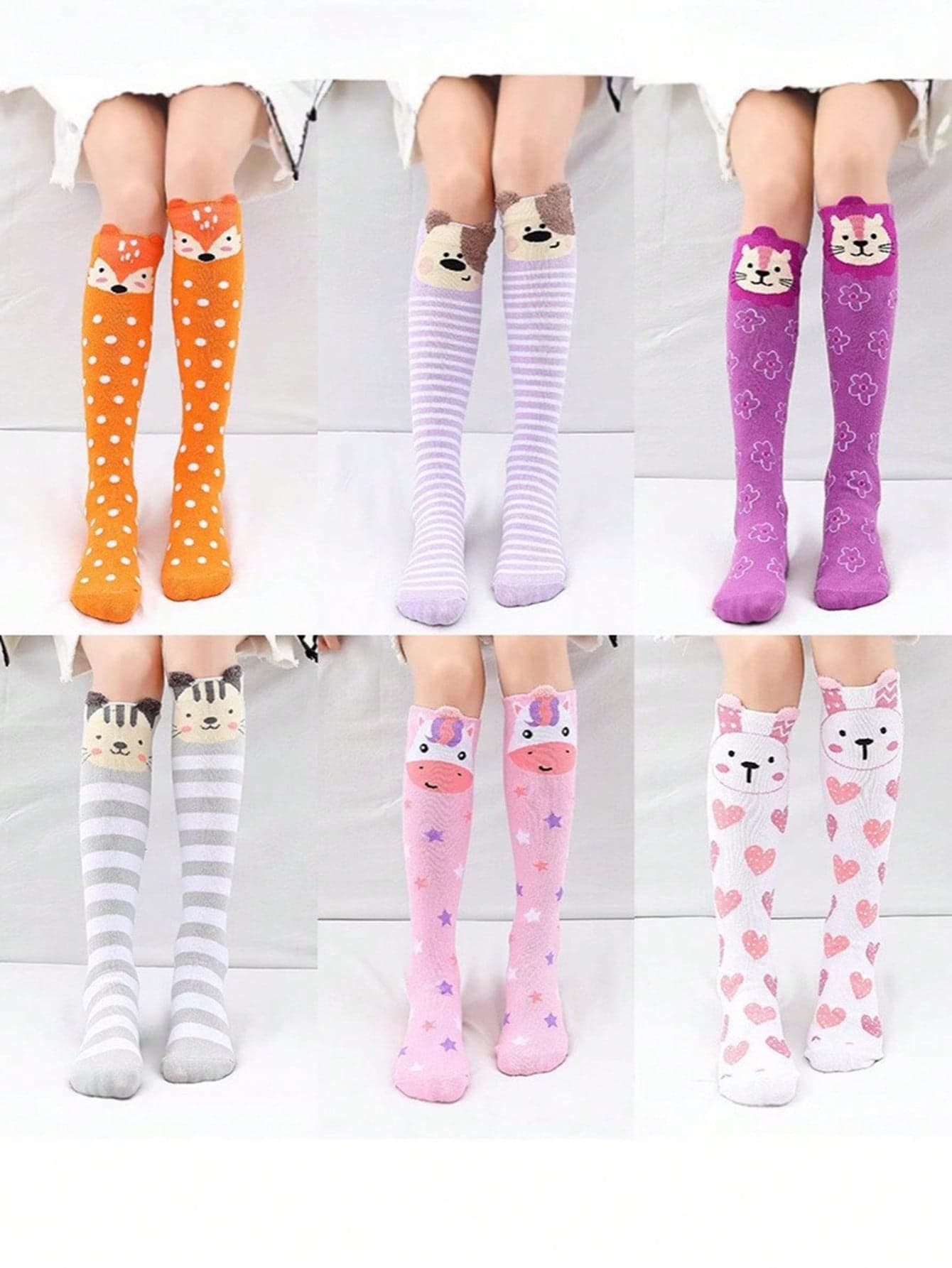 1 Pair Cartoon Long Over-The-Knee Socks For Kids, Breathable For Daily Wear Boys & Girls