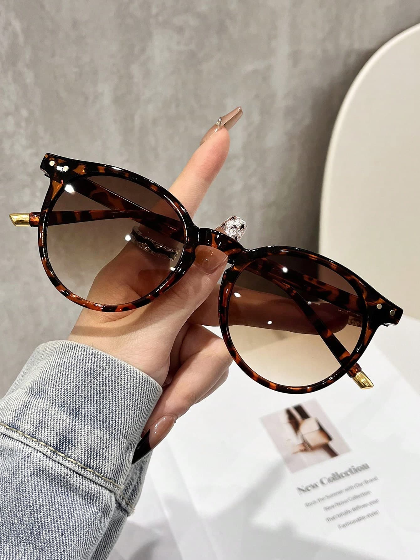 1 Pair Women's Fashion Leopard Print Bohemian Style PC (Polycarbonate) Glasses, Suitable For All Seasons