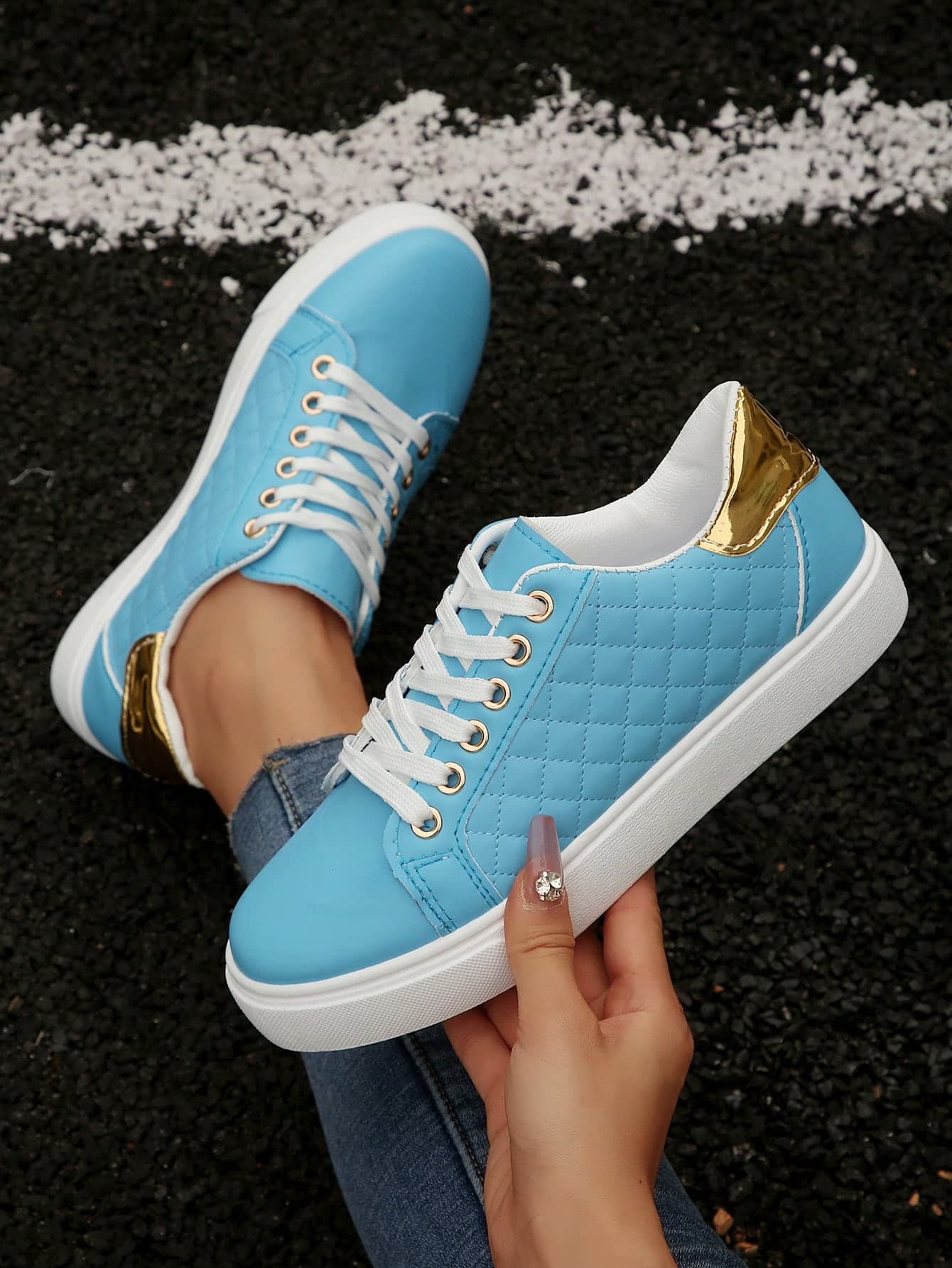 Spring/Autumn Women's New Black Flat Non-Slip Round Toe Lace-Up PU Faux Leather Upper Lightweight Versatile Casual Sports Shoes, Multiple Colors Available
