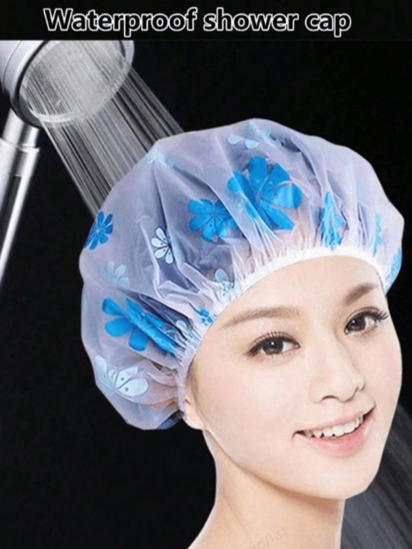 [Quantity] Pcs/Pack Random Color Waterproof Shower Cap, Reusable Bathing Hat, Printed Bath Tub Cap, Dust-Proof Waterproof Head Cover, Lightweight Home Travel Portable Shower Cap, Women Salon Spa Accessories, Reusable Shower Cap, Bathroom Supplies