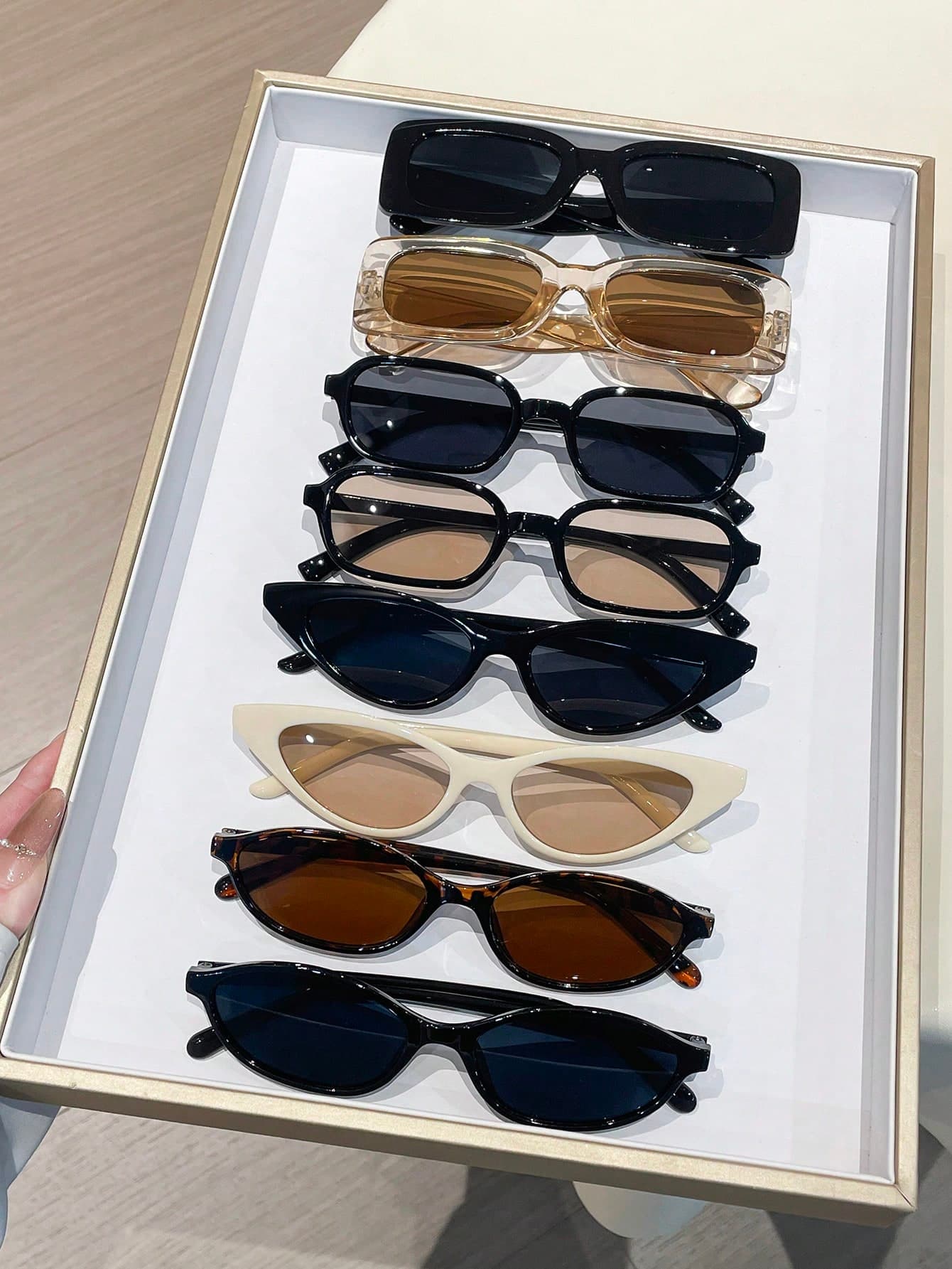 8pcs/Set Casual Small Frame Women's Combo Glasses Sets, Y2K Elegant Elegant, Versatile For Daily, Beach, Party, Gift