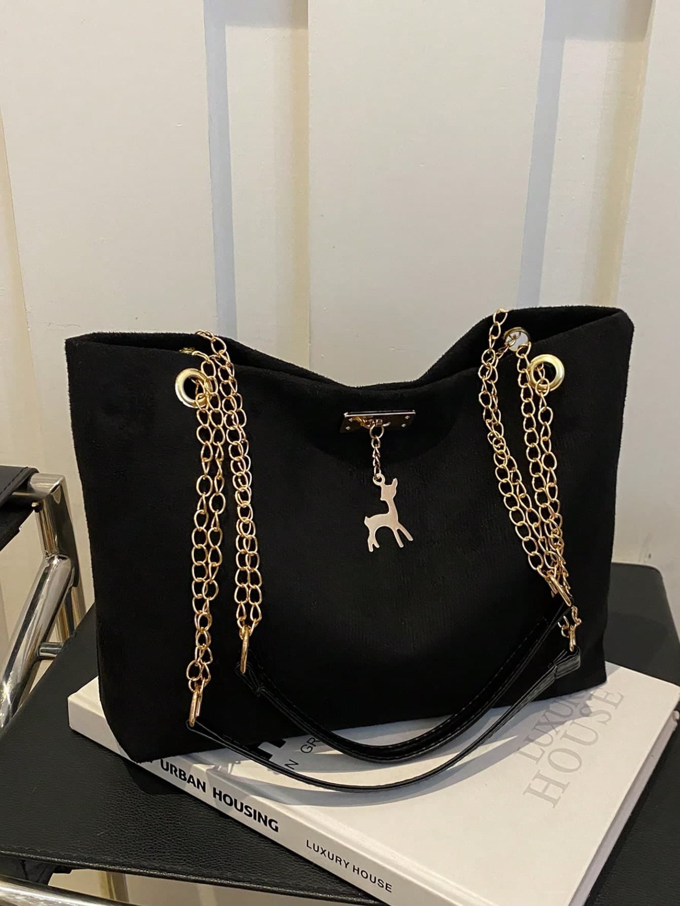 Large Capacity Handbag For Women, Fashionable Chain Shoulder Bag, New Style Chic Underarm Bag, Retro Matte Tote Bagback To School Essentials