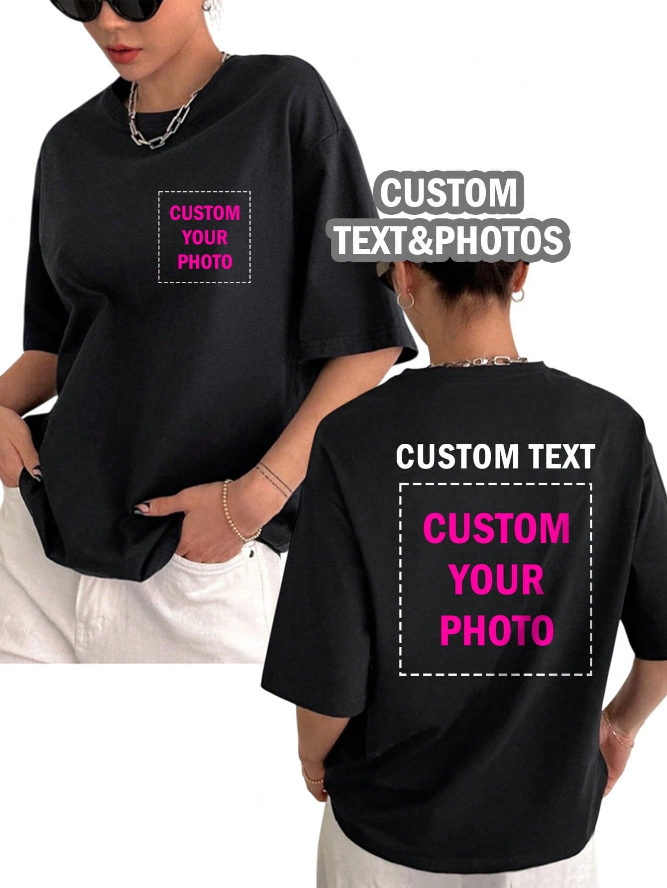 Personalized Gifts, Front And Back Pattern Tops, Add Your Photos (Logos/Family Portraits/Pets/Couples), Casual, Minimalist, Men's Clothing, Streetwear, Ideal Gifts For Him, Boyfriend, Birthday, Vacation, Sports, Father's Day Gift, Unique Gift