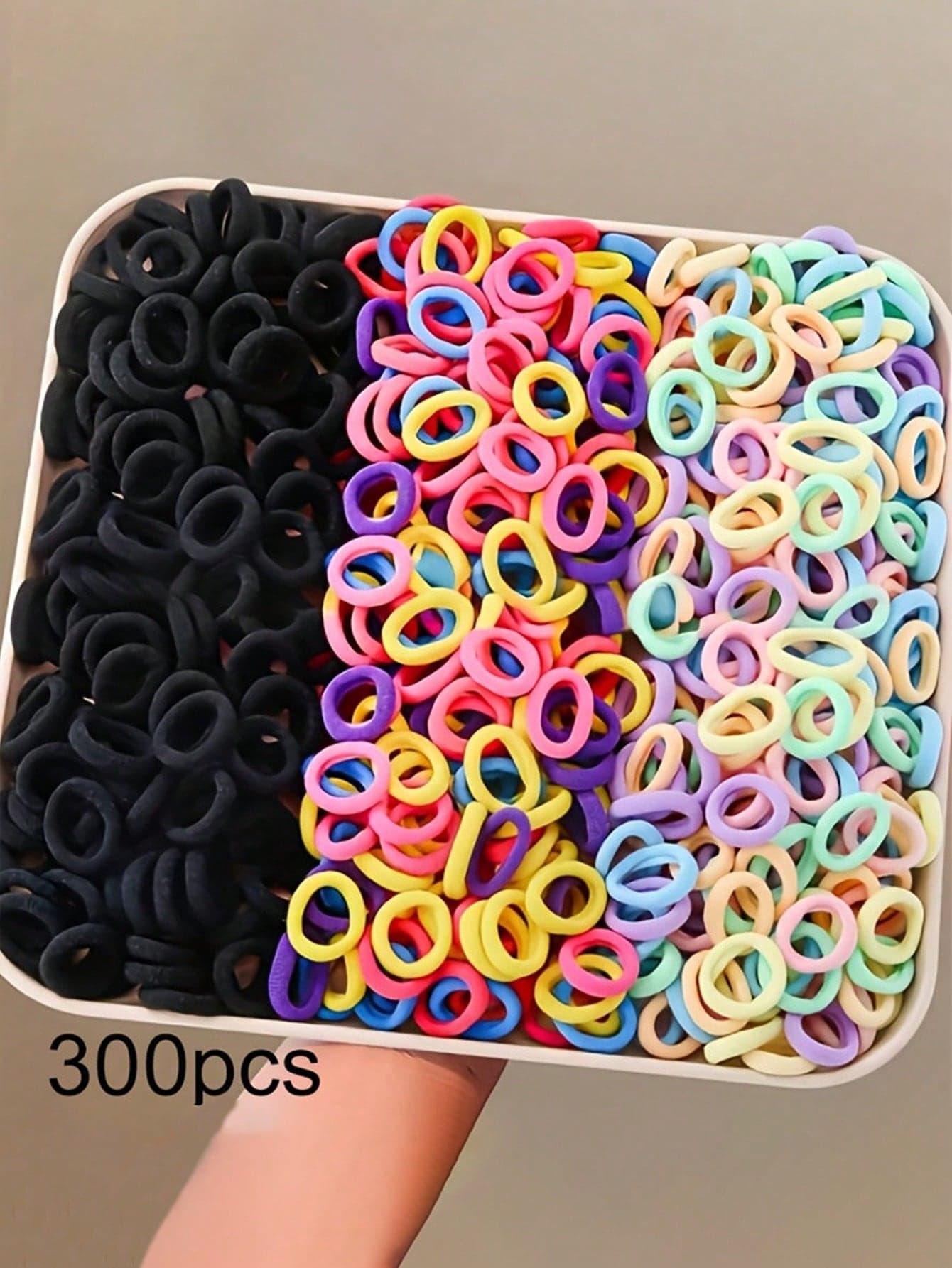 300pcs/Pack Mixed Color Elastic Hair Ties, High Stretch No-Damage Hair Bands