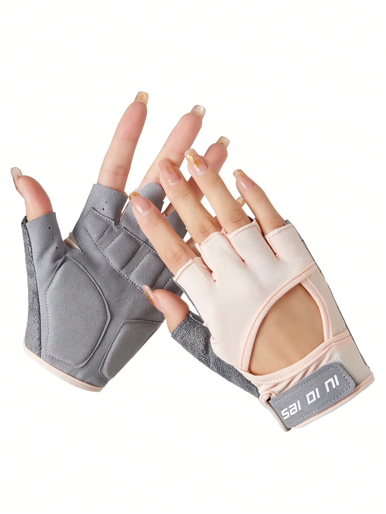 Letter Graphic Half-Finger Breathable Gloves,Suitable For Cycling,Riding Motorcycle And Skiing