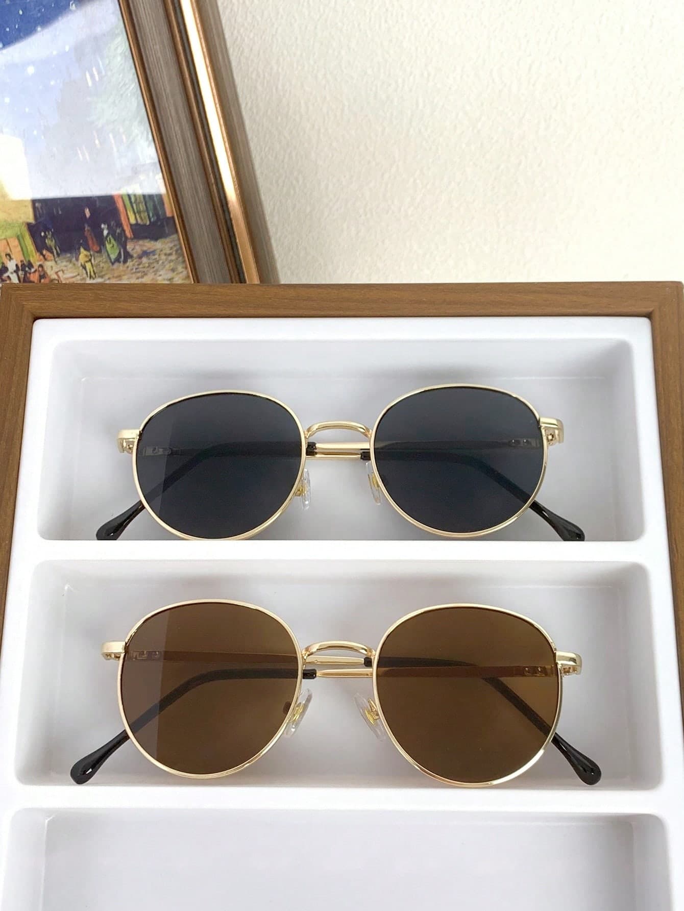 2pcs Vintage Round Small Frame Fashion Glasses For Women