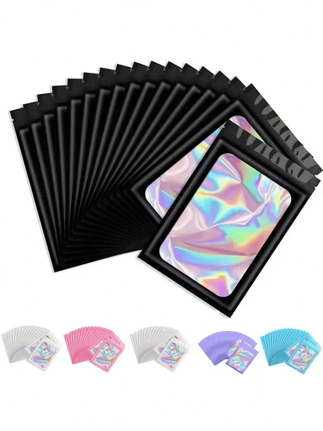 100/50/30/10/5pcs Transparent Window Jewelry Bags, Gradient Color Jewelry Sealing Bags, Reusable, Dust-Proof And Anti-Oxidation, Suitable For Rings, Earrings, Necklaces, Pendants And Other Jewelry.