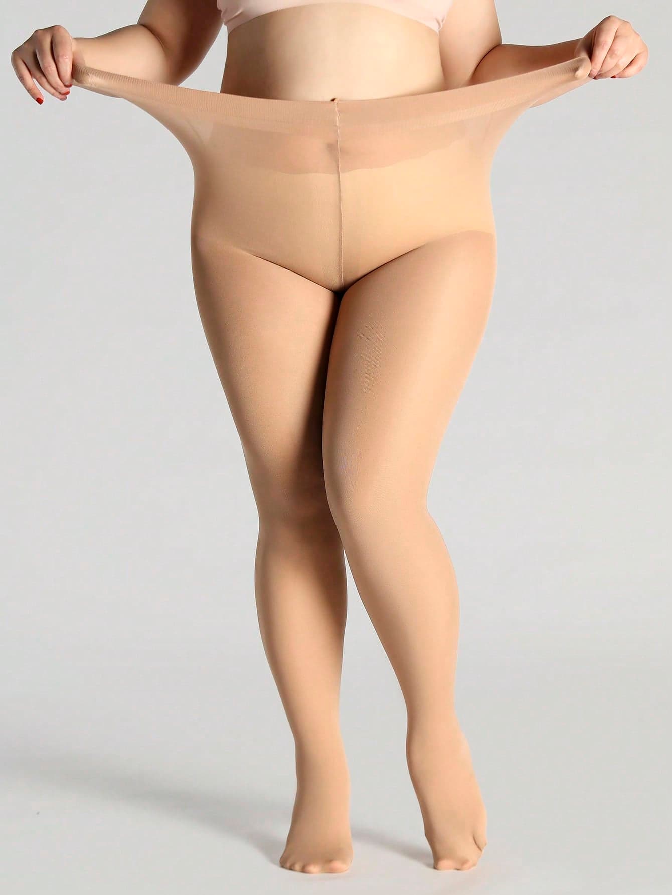1pc Women 300D Solid Color High Elasticity Tight Pantyhose, Plus Size, Cozy