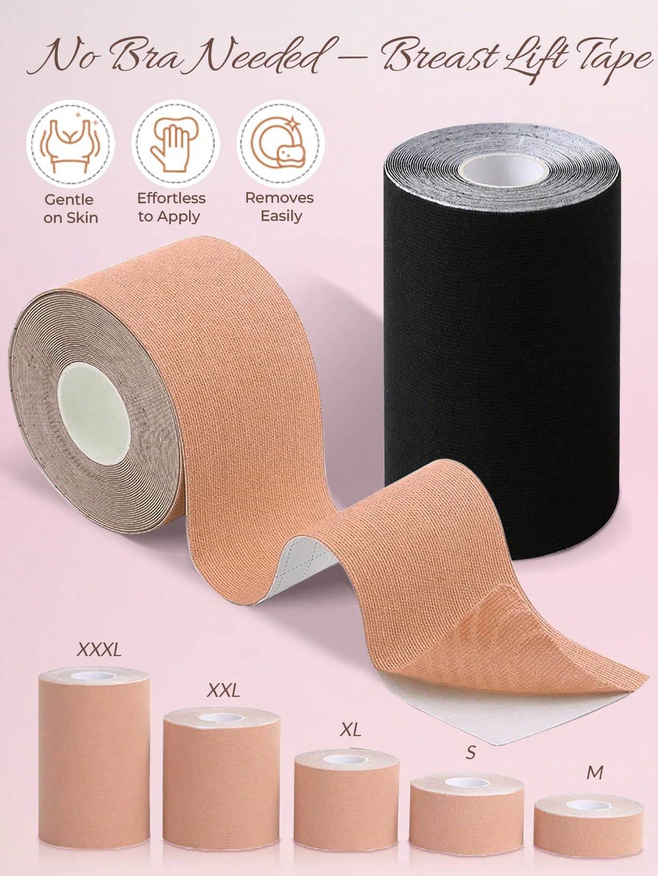 1 Roll Of Breast Enhancement Tape - Self-Adhesive Elastic Tape, Lifting Breast Pads, Invisible Support, Can Be Cut To Size, Suitable For Dresses.