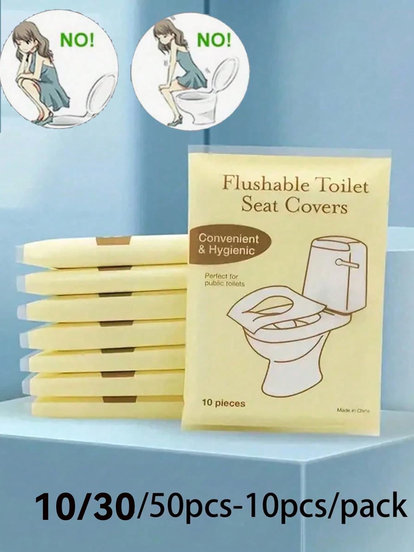 10/30/50pcs Disposable Toilet Seat Covers, Flushable Paper Toilet Seat Covers, Portable Toilet Stickers, Essential Travel Accessories, Water-Soluble Paper Toilet Seat Covers, Business Travel Toilet Seat Covers, Suitable For Airplane, Travel, Public Restrooms And Camping, Summer/Travel/Travel Essentials/Camping Essentials/Pads/Obstetrics/Hygiene