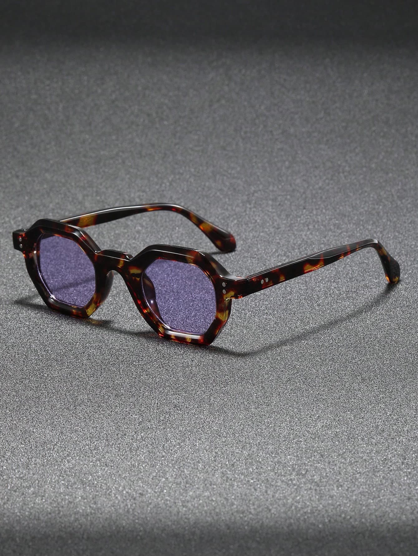 1 Pair Men's Polygon Retro Fashion Glasses, Personalized Street Style, Suitable For Daily Wear, Summer Beach Party Travel