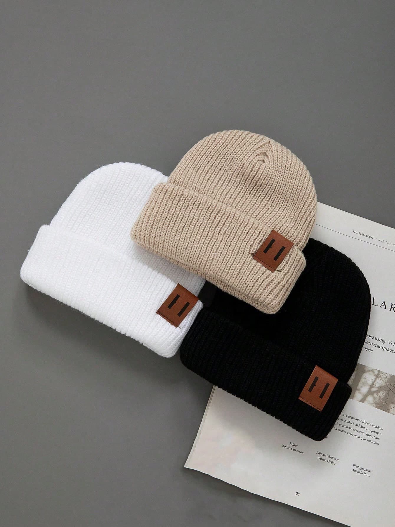 3pcs Newborn Knitted Hat Set, Winter & Spring Children Knit Beanie, Unisex Baby Accessories, Elastic Kids Hats