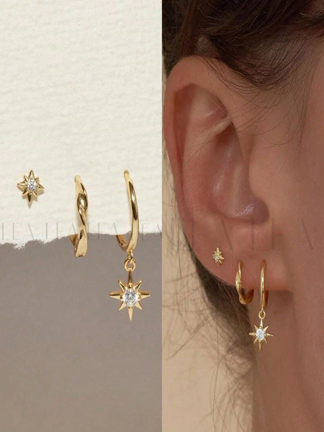 3 Pieces/6 Pieces Mobius Twist Knot Earrings Starburst Stud Earrings Copper Alloy Inlaid With Cubic Zirconia Suitable For Daily Wear By Women