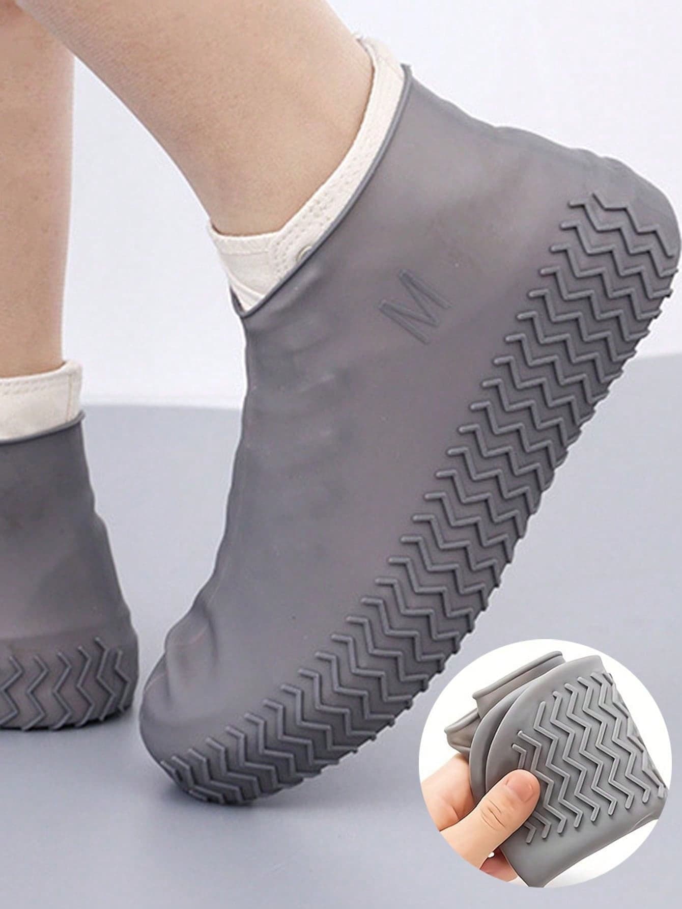 1 Pair Teen Silicone WaterProof Shoe Covers S/M/L Covers Slip-Resistant Rubber Rain Boot Overshoes Accessories For Outdoor Rainy Day