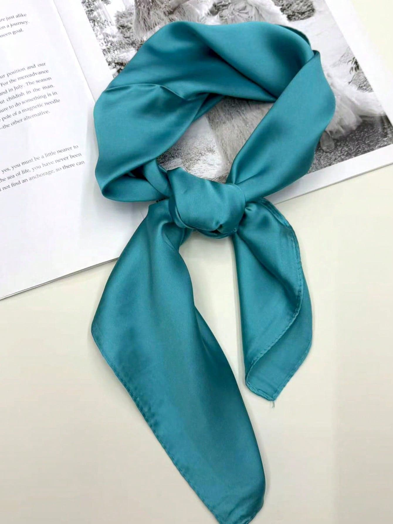 1pc Women Solid Color Women Bandana,Square Scarf, Versatile Satin Neckerchief For Hair Band, Waist Band, Bag Strap For Dress,Accessories,Holiday