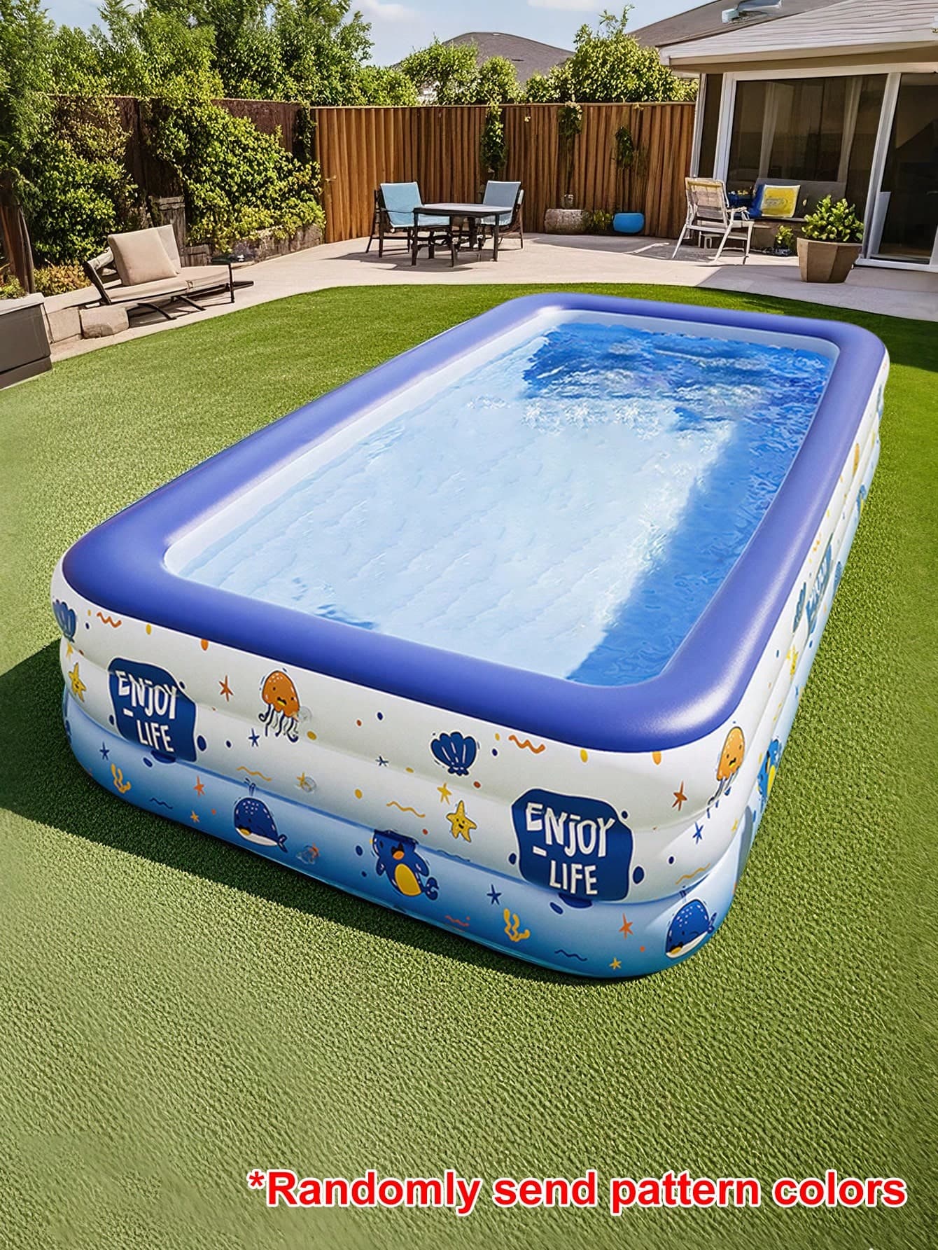 1pc Large Inflatable Swimming Pool, Suitable For Yard And Home, Vivid Color Design, Beach Essentials, Beach Accessories, Pool Float