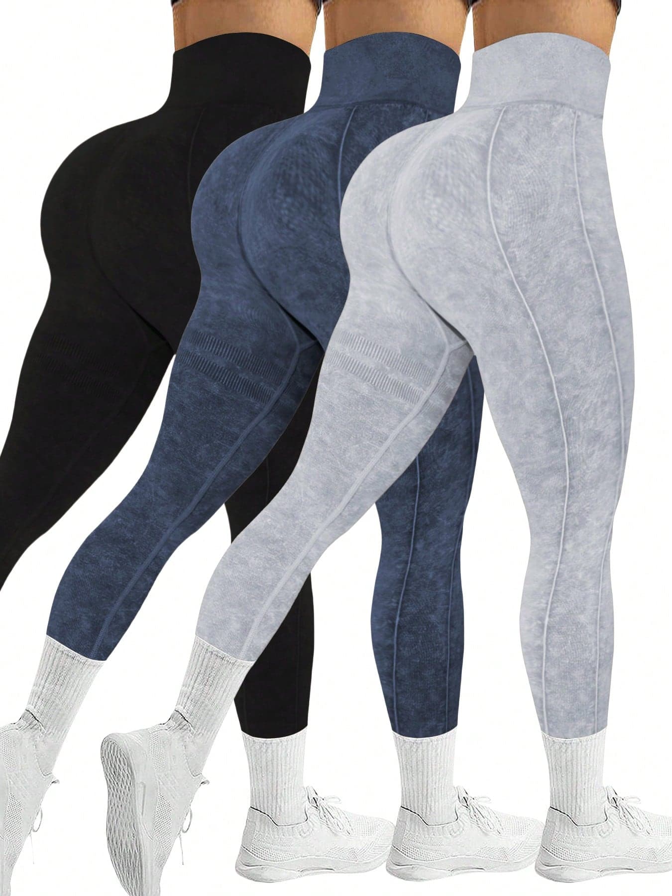 3 Pcs Women'S Seamless Outdoor Matte Sports Yoga Pants, High Waist High Elastic Breathable Moisture-Wicking, Peach Butt Lifting, Versatile Leggings, Soft Touch Tights Spring