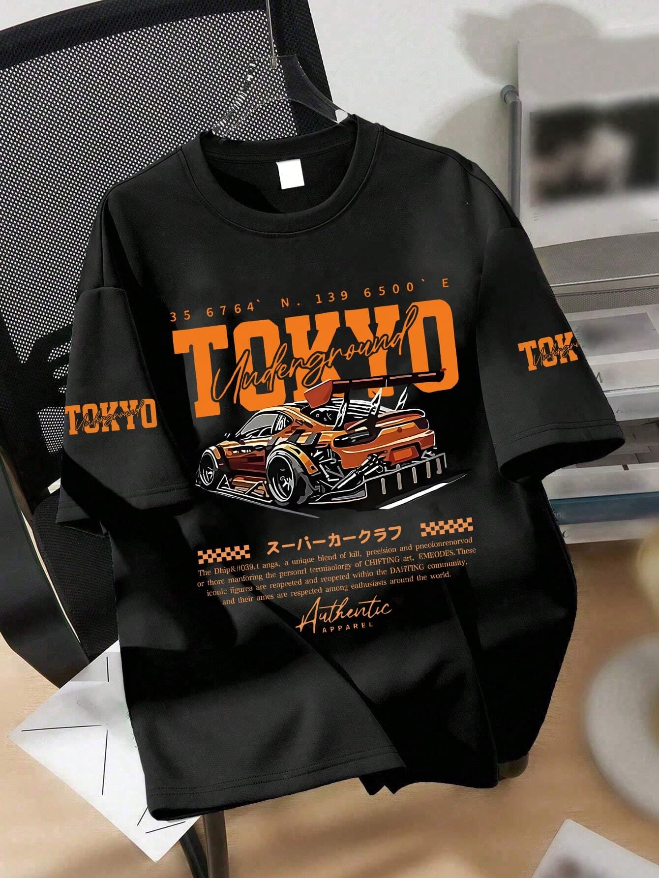 Teenage Boys' Tokyo Graphic Print Short Sleeve T-Shirt, Racing Car Print, Urban Style