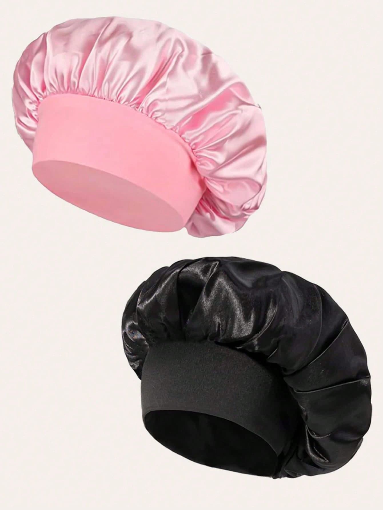 1/2pcs Silk Sleep Cap, Satin Hair Bonnet, Soft Elastic Band Silk Sleep Cap, Suitable For Curly Hair, Women's Sleep Hair Cap, Silk Headband, Loose Elastic Band Silk Sleep Cap, Soft And Breathable
