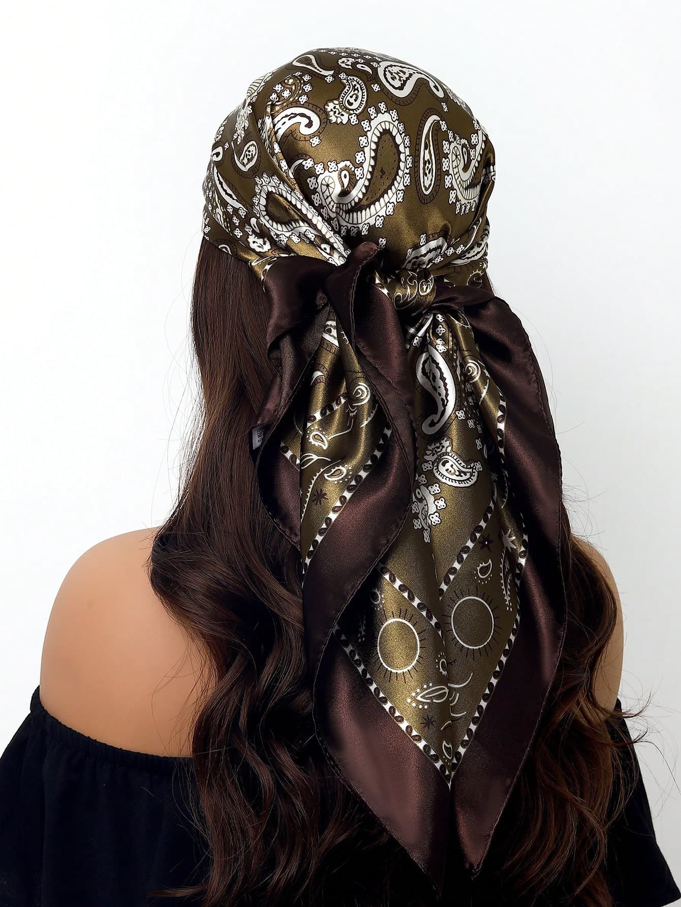 1pc 90cm Women Luxury Printed Neckerchief, Fashion Square Scarf, Polyester Casual Accessory Scarf For Dress