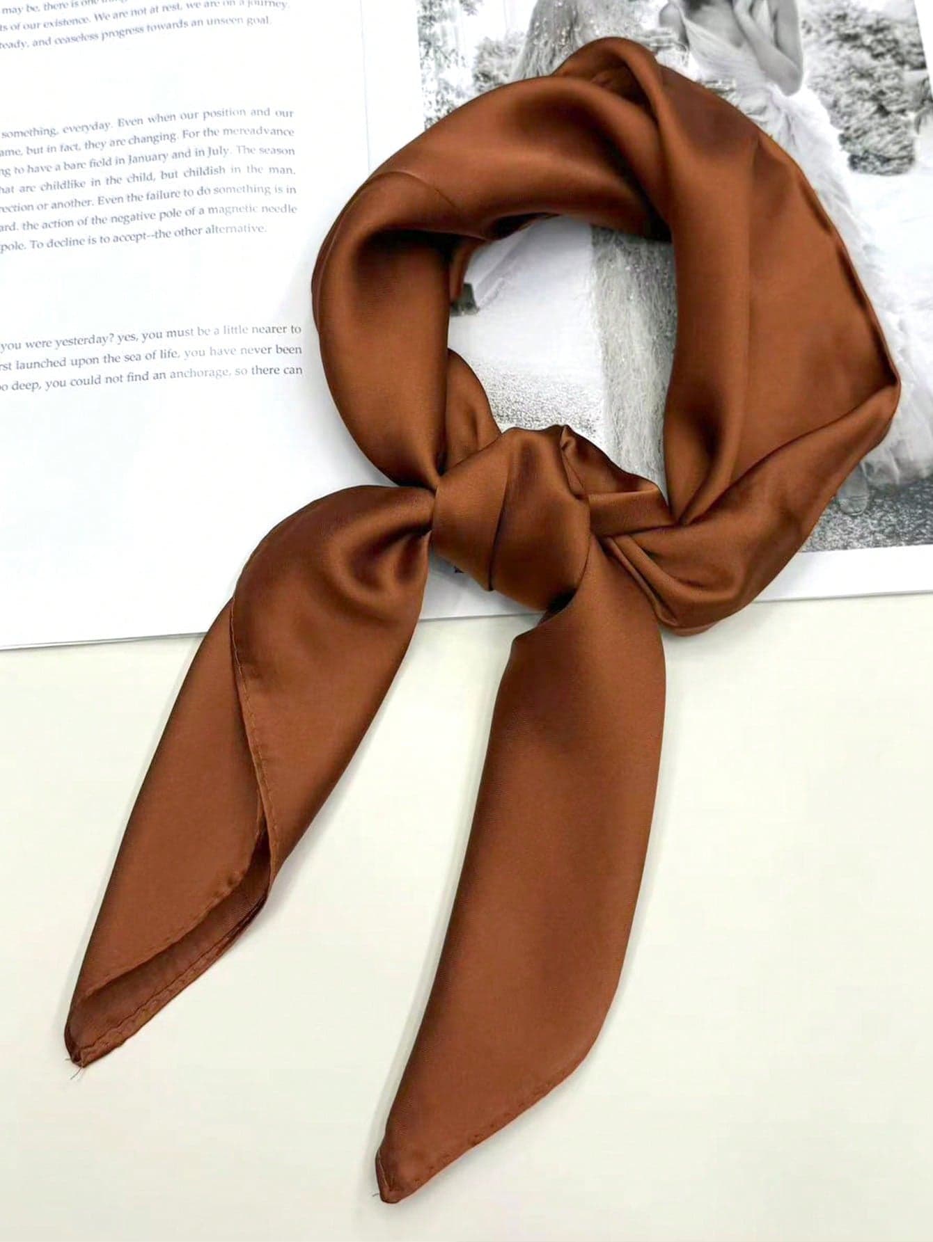1Pc Solid Color Women Bandana, Square Scarf, Fashion Plain Silk Chiffon Scarf, Versatile Headband, Waistband, Bag Strap, Shawl For Dress, Holiday