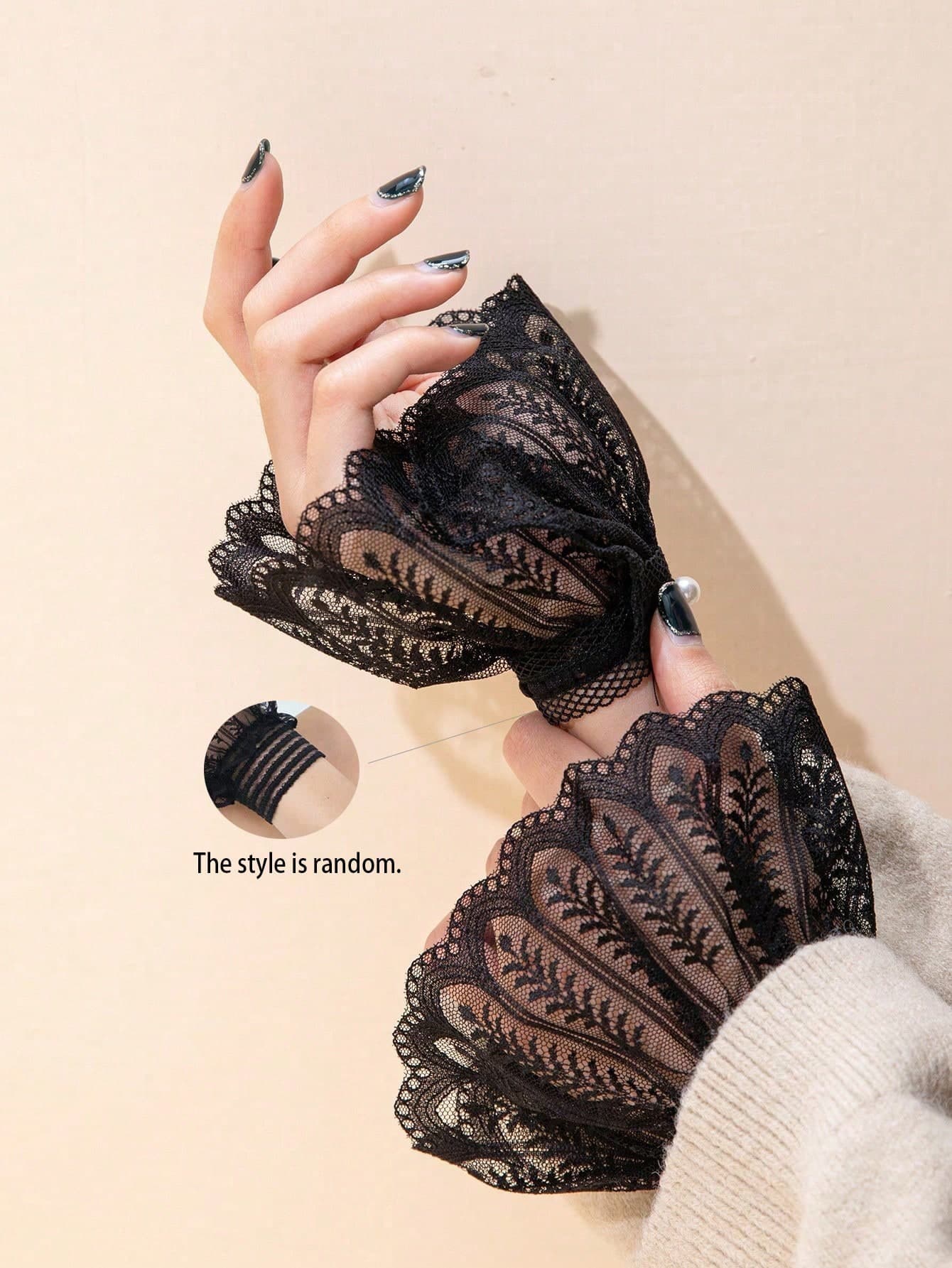 1 Pair Lace Hollow-Out Sleeves, Suitable For Formal Events, Weddings, And Daily Wear