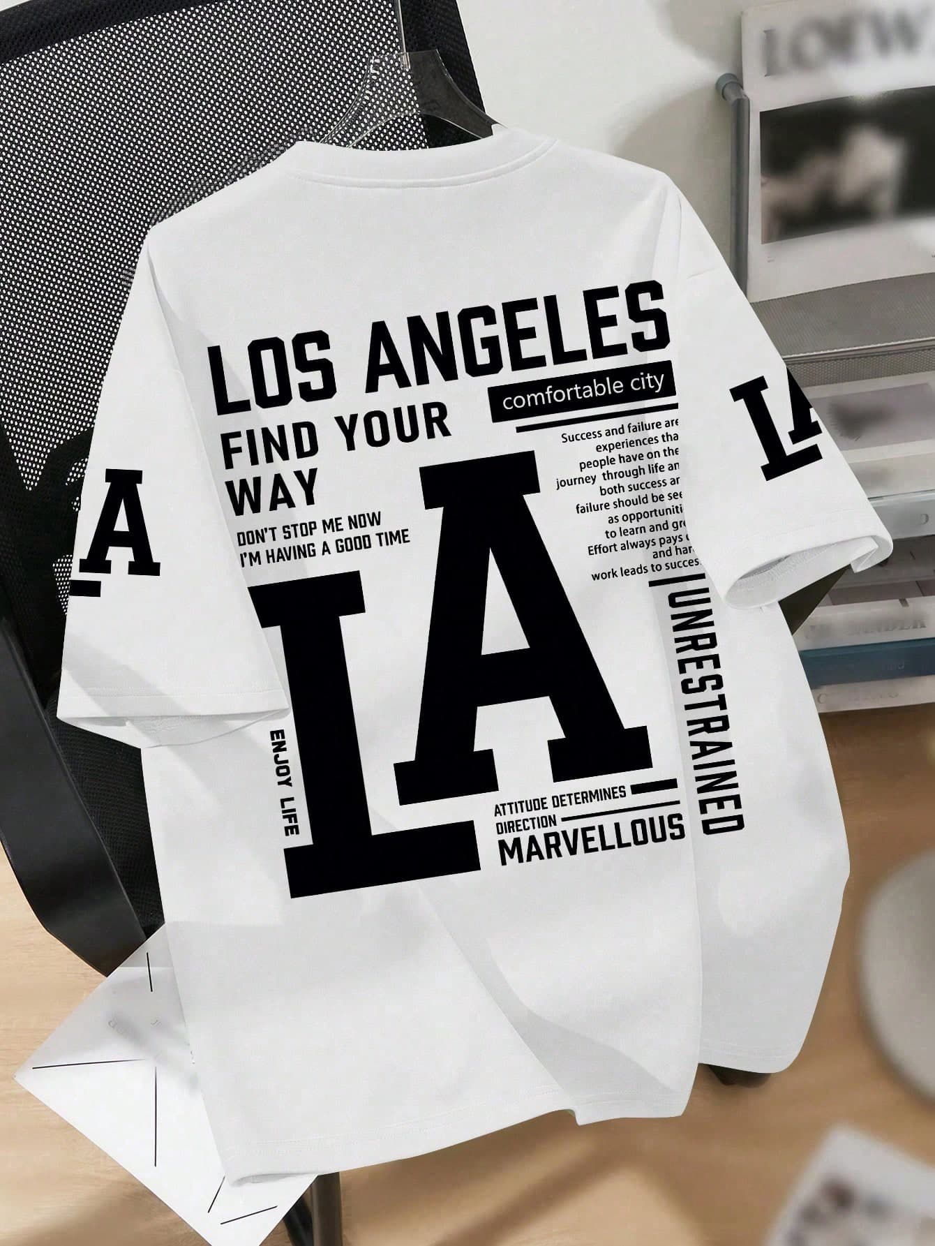 Teen Boys LA Slogan Print Crew Neck T-Shirt Summer Casual Tee Soft Top, Street Style And Vacation Wear. Suitable For Boys And Girls