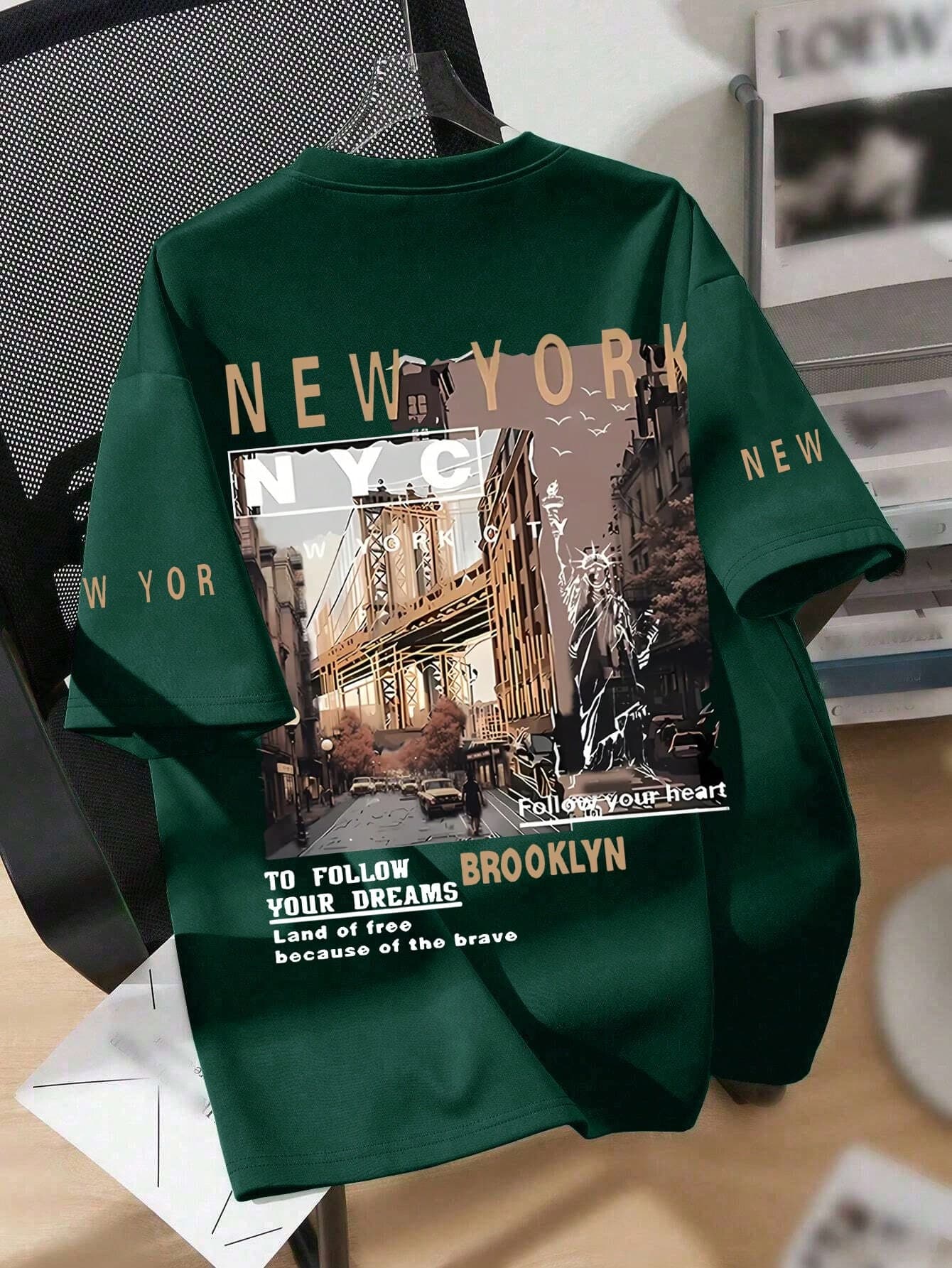 Teenage Boys' New York City Graphic Round Neck T-Shirt, Summer