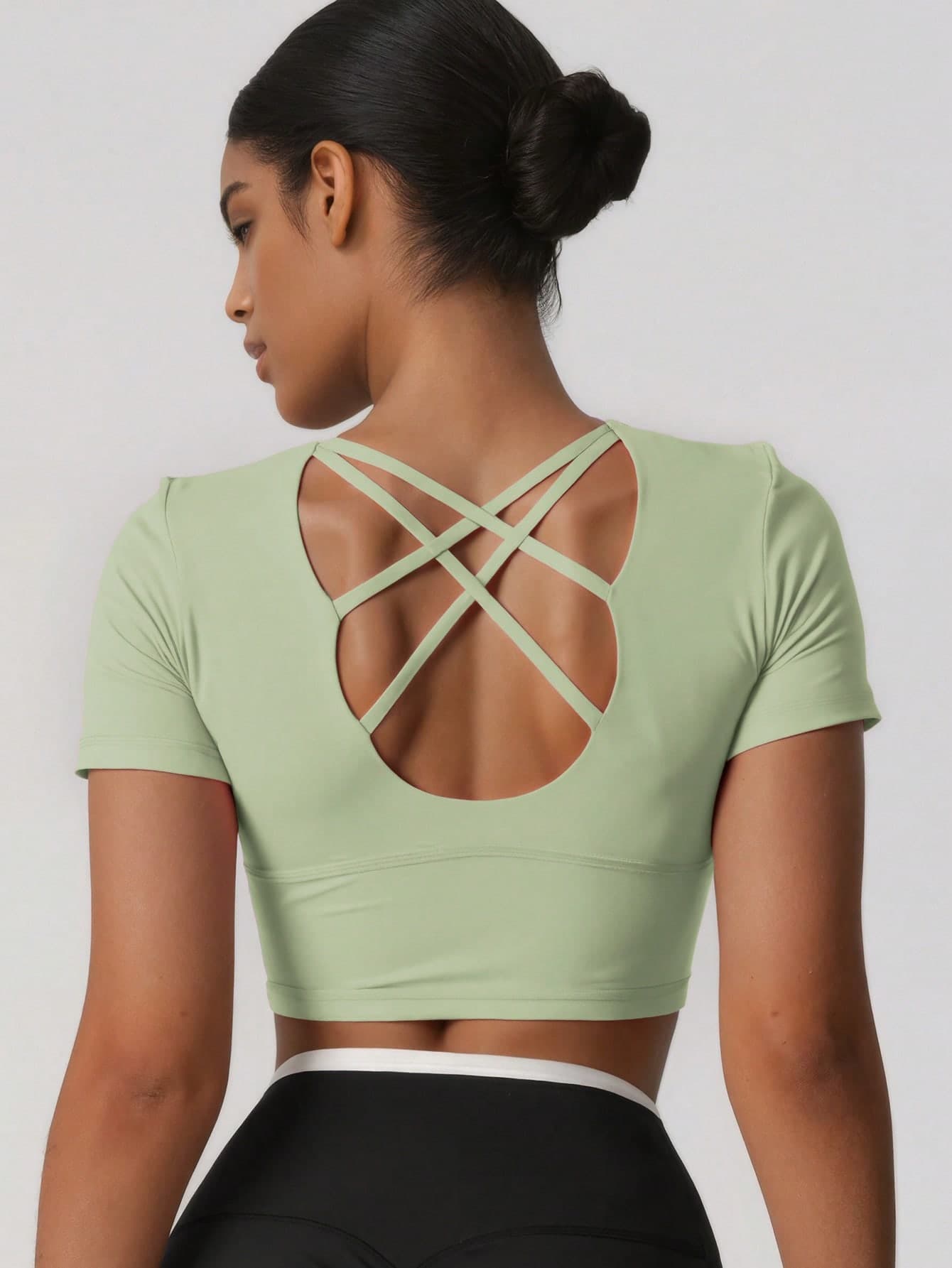 Soyun Women's Seamless Yoga Top, Nude Feel, With Padded Bra, Suitable For Outdoor Yoga Summer Sports