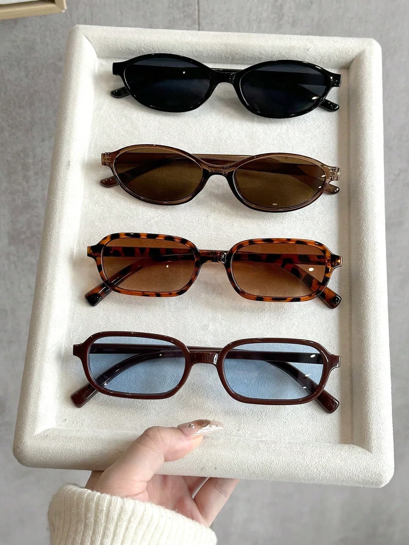 4 Pairs Women's Leopard Print Plastic Multi-Color Geometric Small Full Frame Classic Glasses, Suitable For Driving, Camping, Daily Life, Street Photography, Vacation Outfits, Fashion Accessories, Fits All Face Shapes