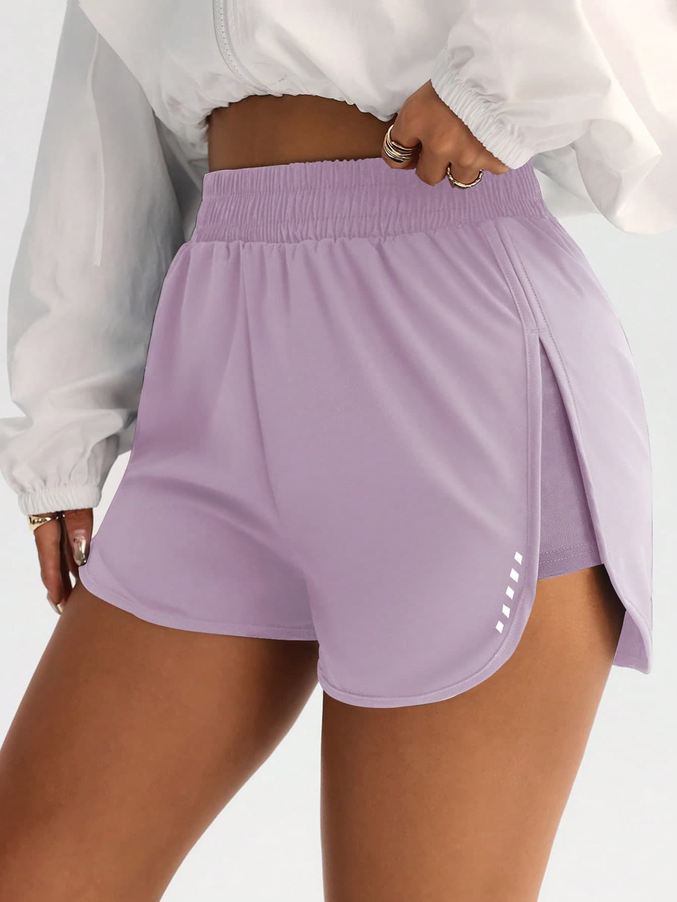 FWH Women's High-Waisted Tummy Control Athletic Shorts With Side Slits, Body-Contouring Slimming Fit, For Yoga, Non-Restrictive Sports