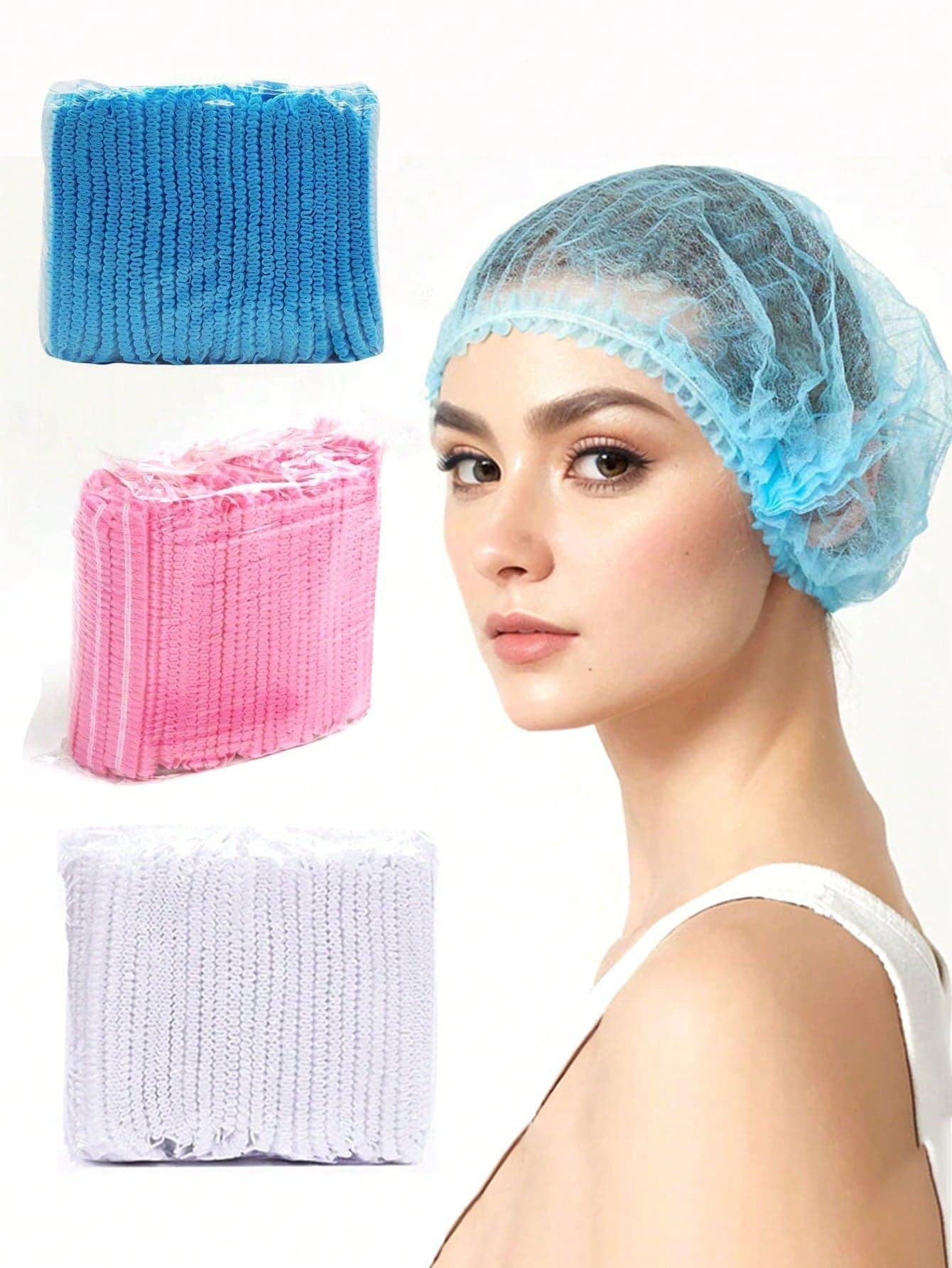 100pcs/50pcs Disposable Hats, Kitchen Chef Caps, Dust-Proof Caps, Food Hairnets, Non-Woven Sanitary Caps, Kitchen Anti-Oil Food Caps, Shower Caps, Breathable Caps For Beauty Salons, Work Hats, Suitable For Electronics Industry, Cleaning Work, Industrial Operations, Nail Salons, Cleanrooms, Laboratories, Beauty Salons, Food Processing And Other Occasions.