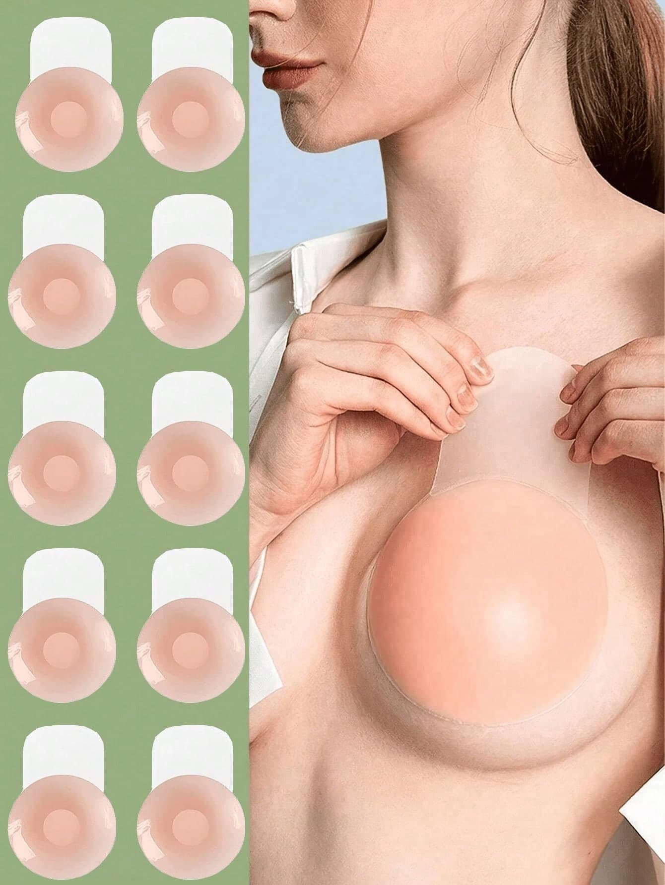 10pcs Invisible Silicone Nipple Covers - Sexy Reusable Breast Petals With Glare-Proof And Lifting Effect, Seamless Contrast Reduction For Smoother Appearance, Silicone Nipple Covers (2/10pcs)