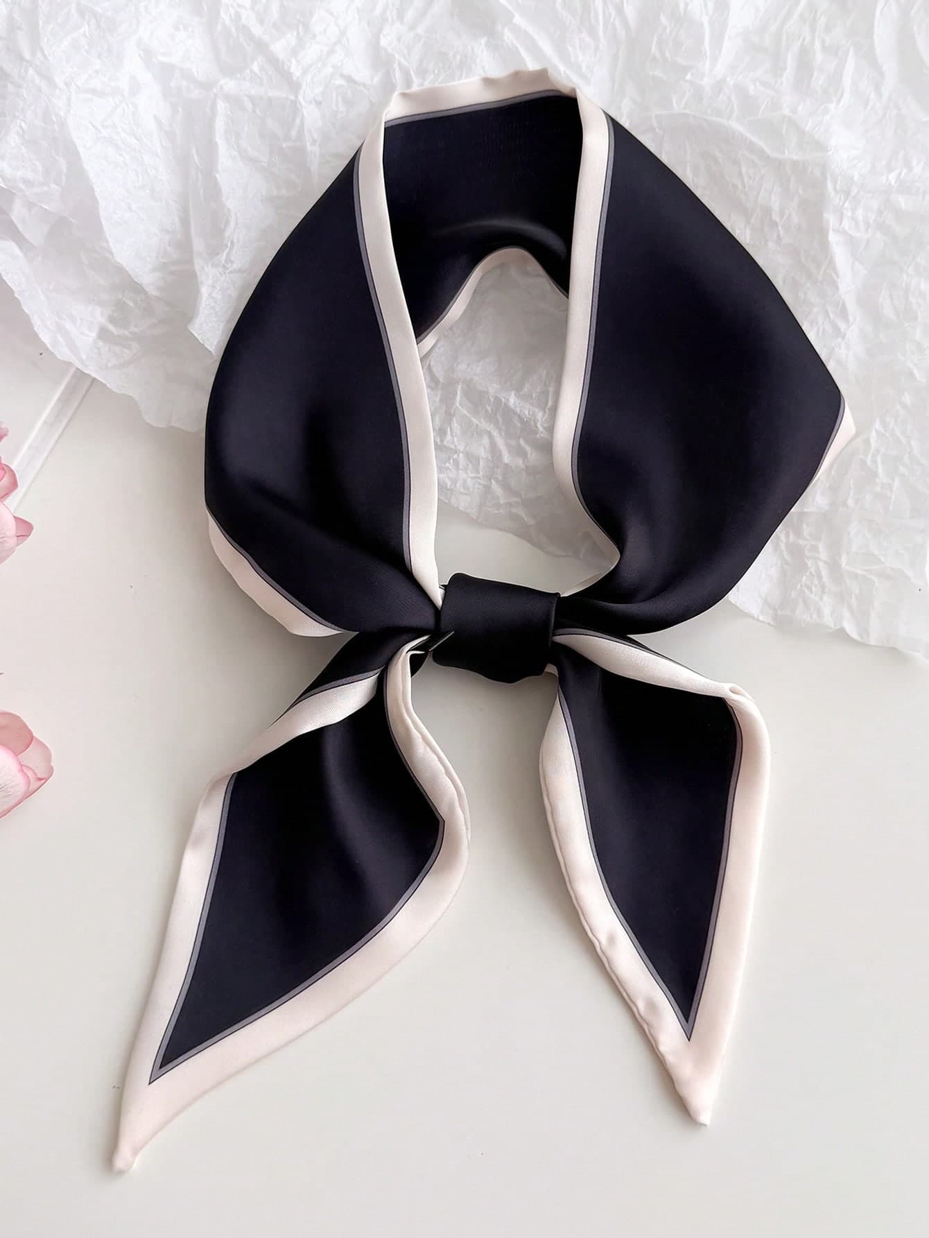 1pc Double-Sided Simple And Fashionable Decorative Scarf With Contrast Color Headband, Narrow Long Ribbon For Women Bandana Headband Fashion Hairband