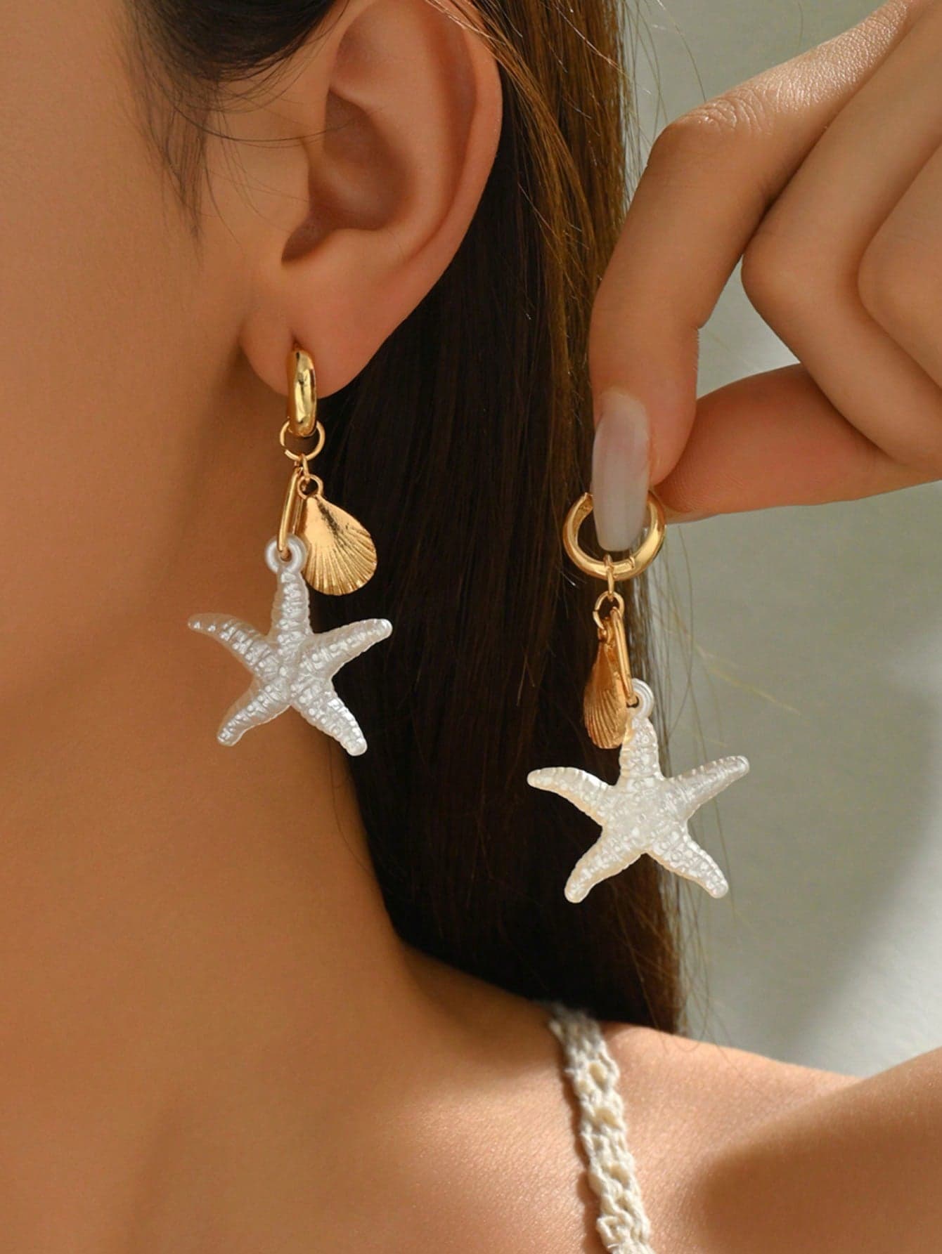 Starfish Shell Boho Earrings