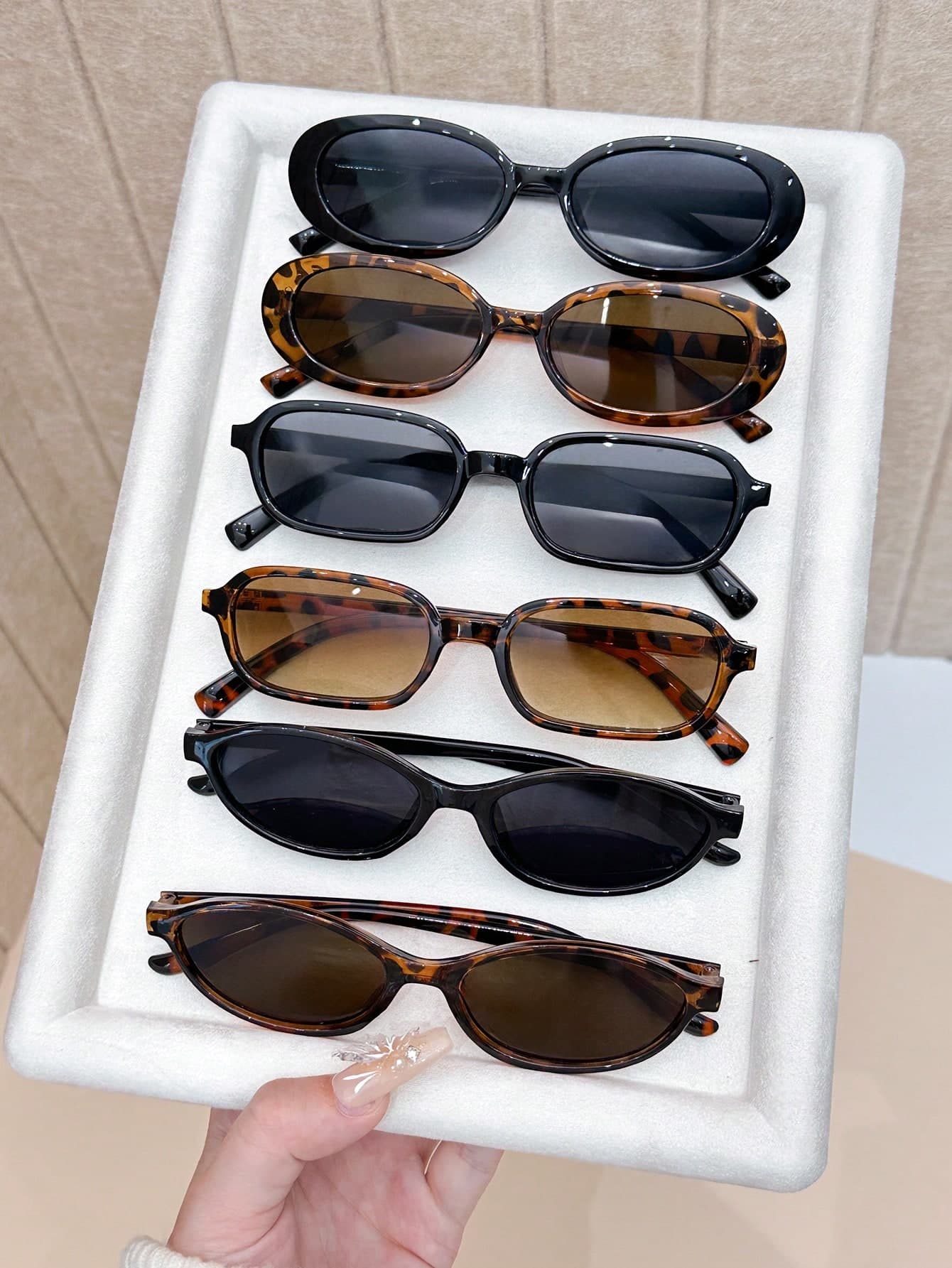 6pcs Leopard Print Plastic Multi-Color Geometric Full Frame Classic Women's Glasses Set, Ideal Holiday Gift, Suitable For All Face Shapes, Suitable For Rave Parties, Outdoor, Fashion Accessories, Back To School, College Style And More