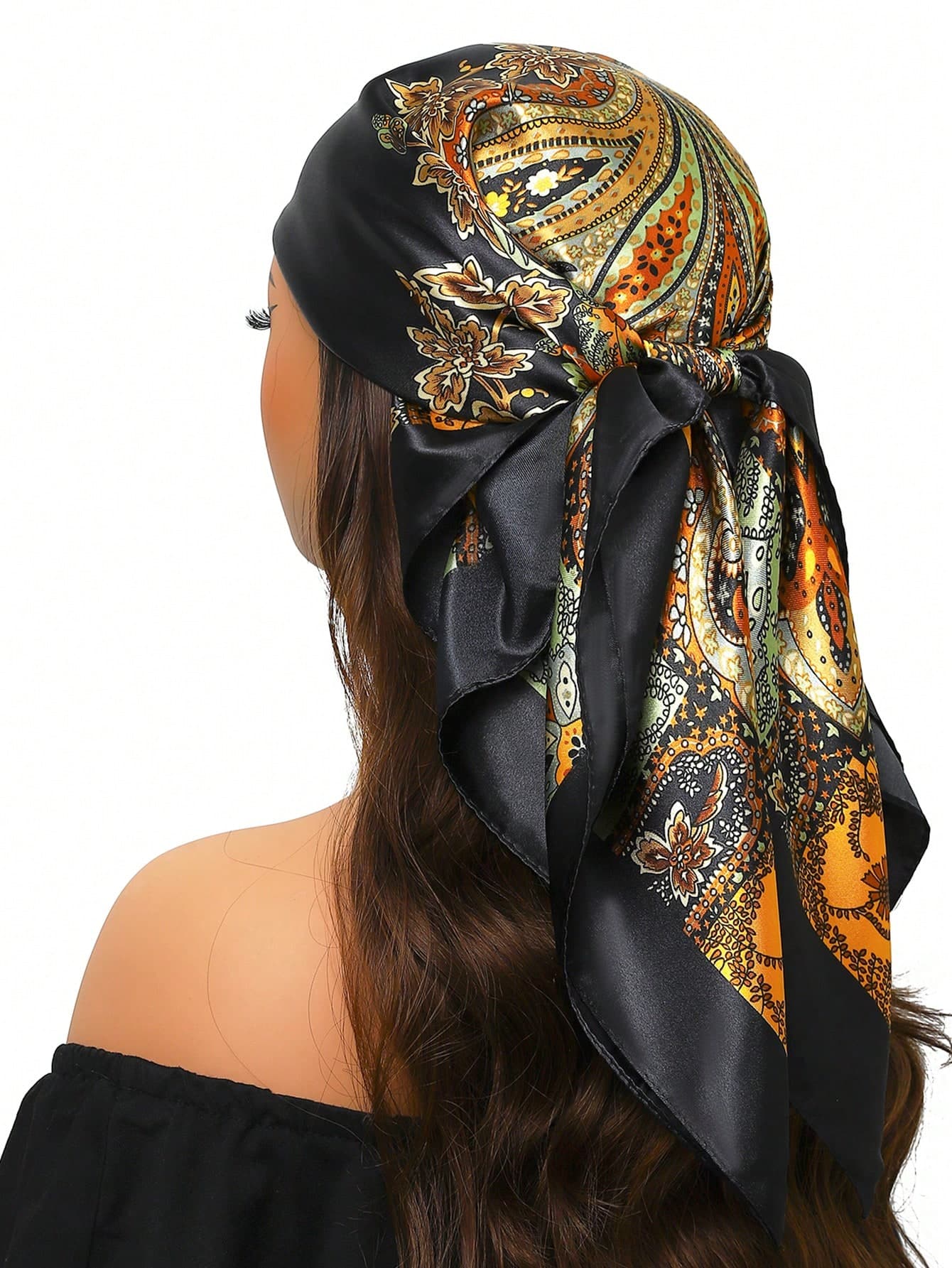 1pc Luxurious 35.4-Inch Square Scarf, Four Season Style Printed Neckerchief Shawl, Ladies Square Headscarf For Dress, Beach, Holiday