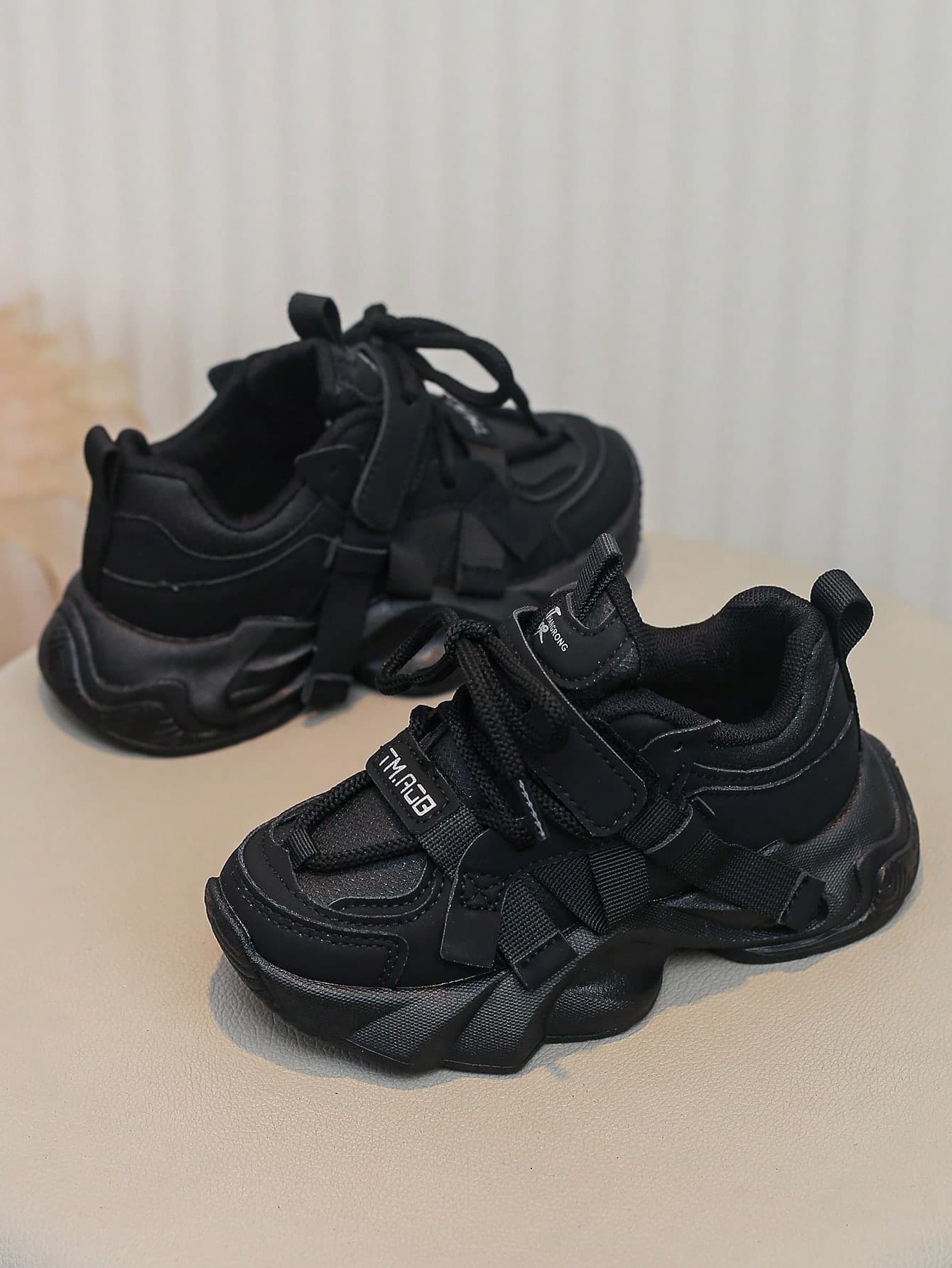 New Spring & Autumn Children Sports Shoes, Girls Comfortable Lightweight Hook And Loop Retro Chunky Sneakers, Boys Fashionable Versatile Running Shoes