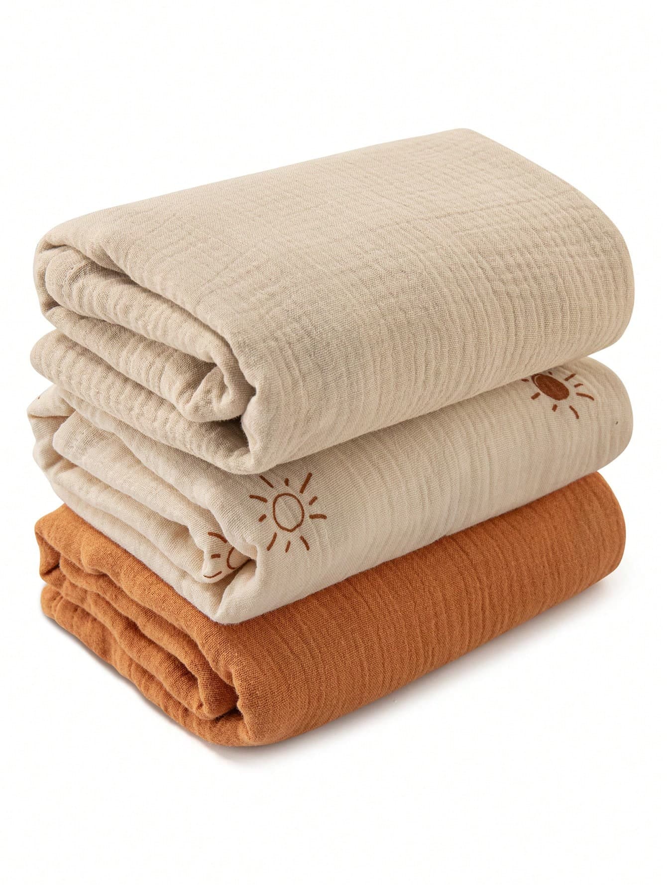 GLLQUEN BABY 3pcs Organic Cotton Muslin Swaddle Blankets, Unisex, Newborn Receiving Blankets, Large 40 X 38 Inches, Soft & Breathable, Suitable For Baby Boys & Girls