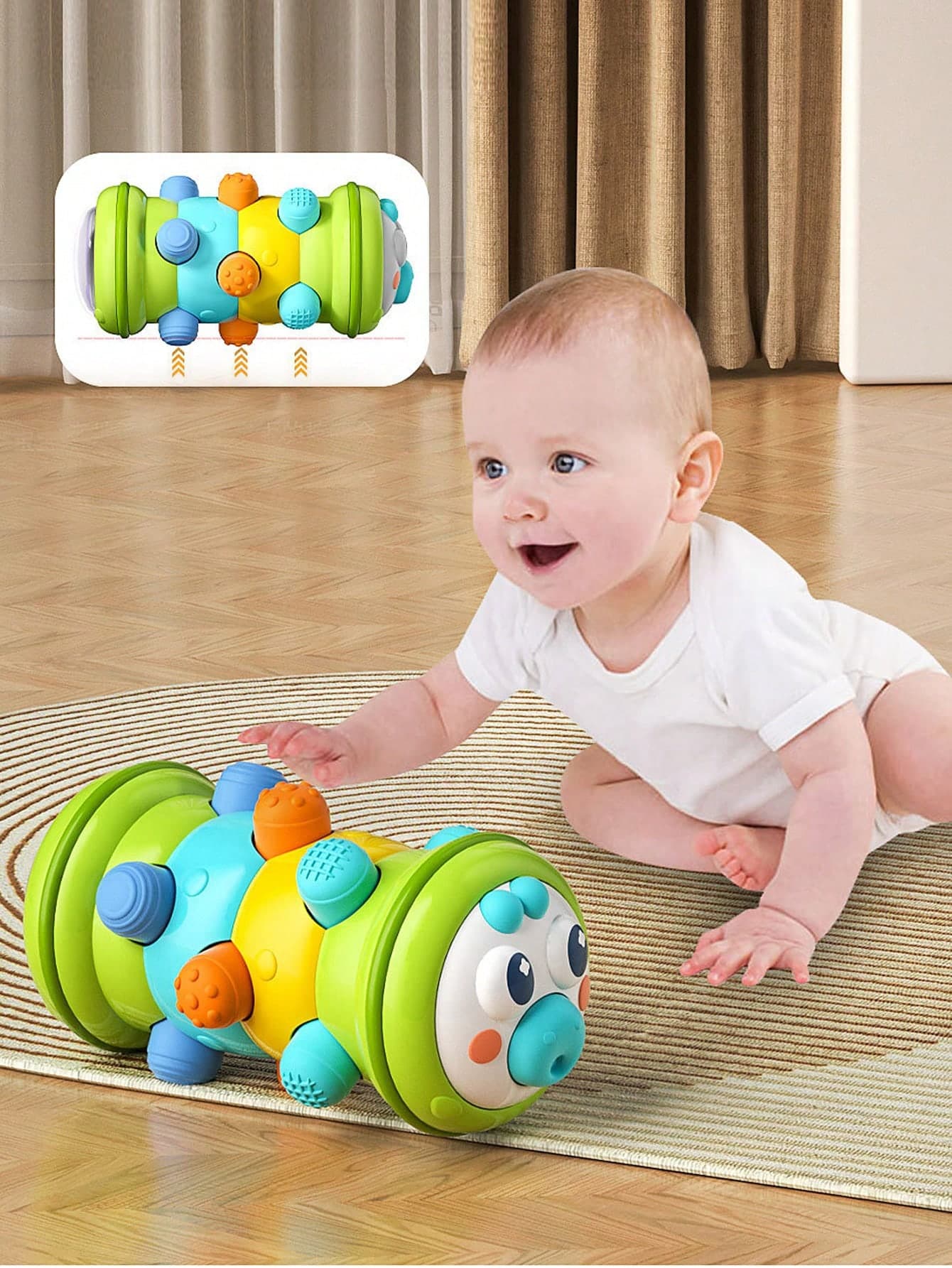1pc Cute Rolling Caterpillar Early Education & Intelligence Training Finger Grip & Crawling Exercise Toy For Babies And Toddlers, Random Color Accessories