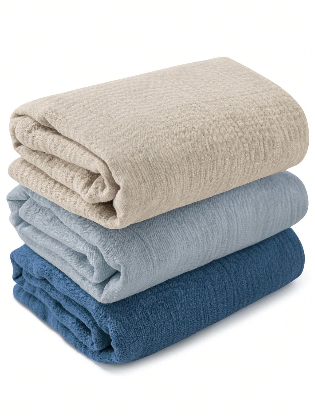 GLLQUEN BABY 3pcs Organic Cotton Muslin Swaddle Blankets, Unisex, Newborn Receiving Blankets, Large 40 X 38 Inches, Soft & Breathable, Suitable For Baby Boys & Girls