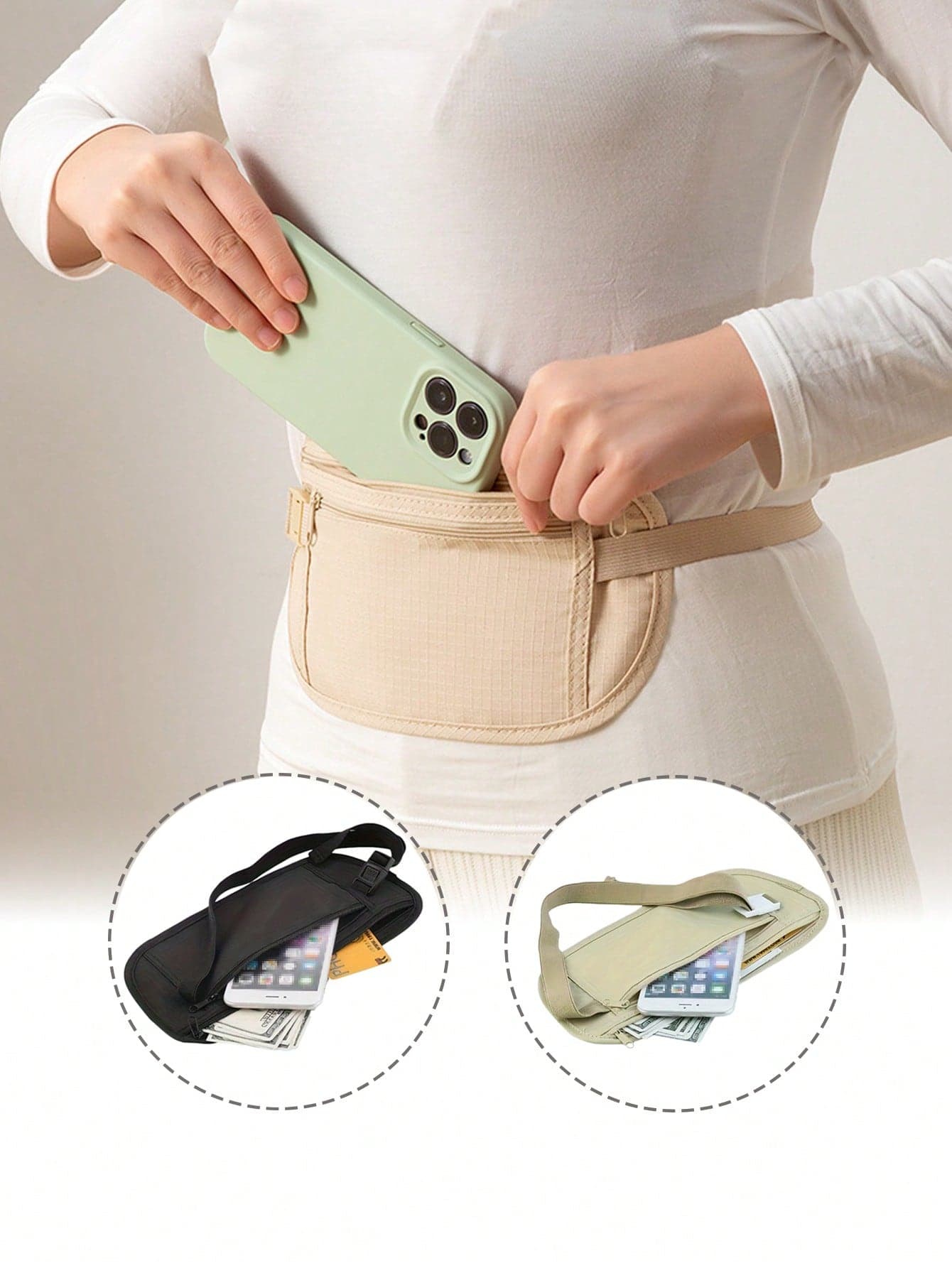 1pc New Fashion Invisible Travel Belt Bag, High-End Close Fitting Anti-Theft Waist Bag, Ultra-Thin Sports Waist Bag, Suitable For Daily Sports