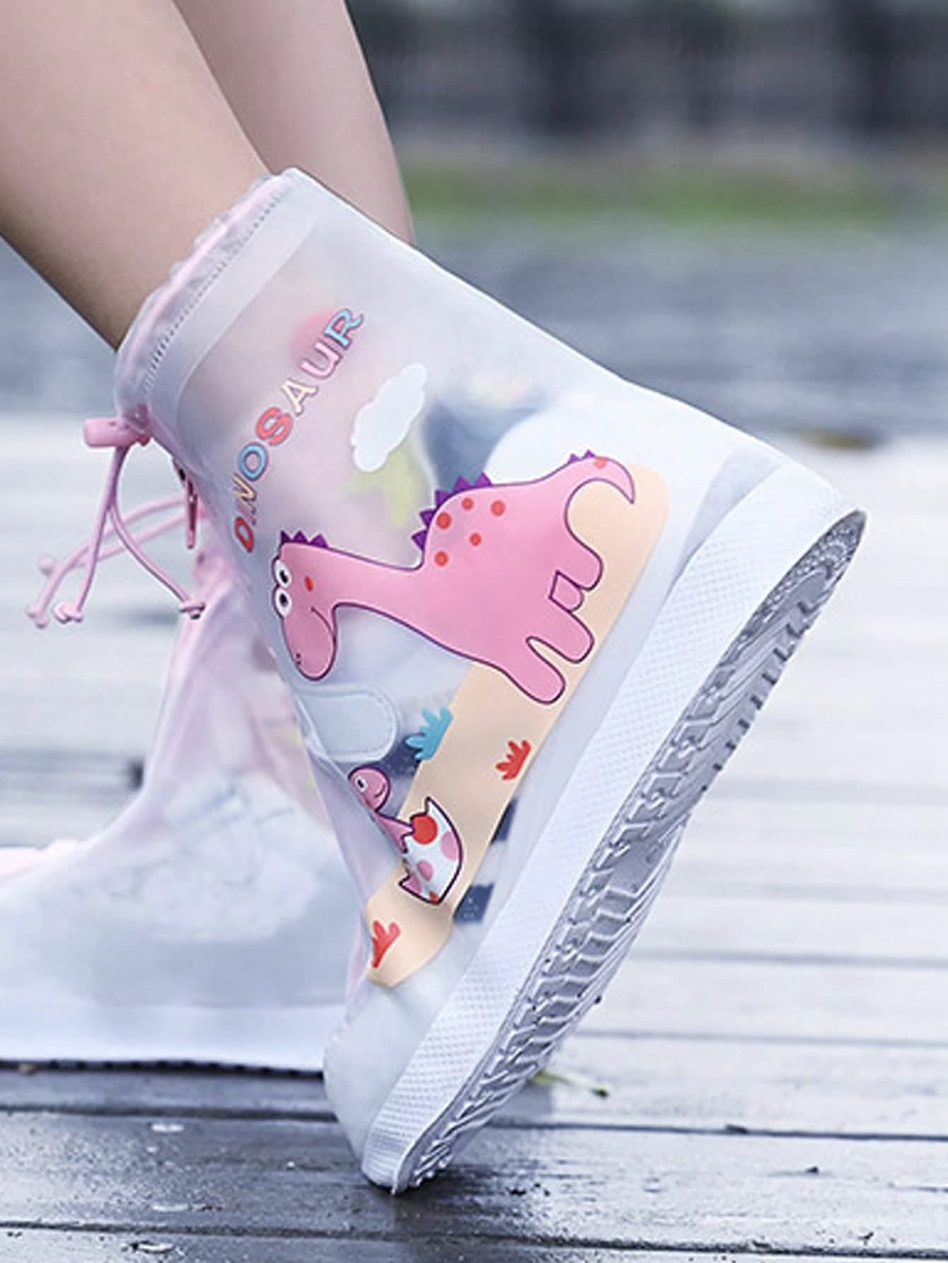 1 Pair Waterproof Slip-Resistant Shoe Covers For Boys And Girls, Anti-Slip Rain Boots For Children Going To School, Thick For Rainy Days, Camping & Hiking Accessories