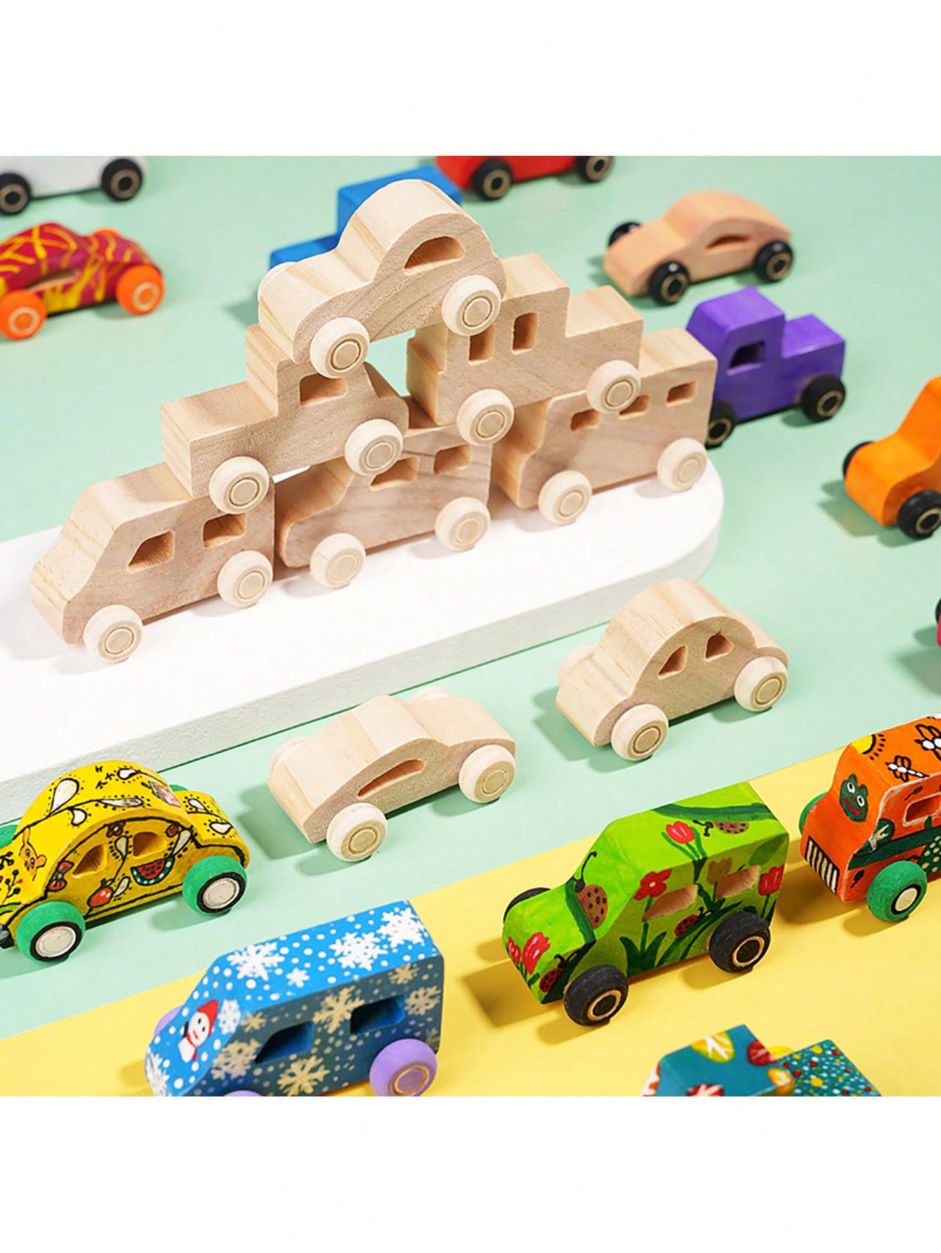 8pcs Wooden DIY Car Toy Set, Paintable, Unfinished Wooden DIY Cars, Suitable For Student, Family Activities, Simple Woodworking And Quality Time With Kids, DIY Toy, Make Your Own Car Truck Toy, Assembly And Coloring Set, Children Gift