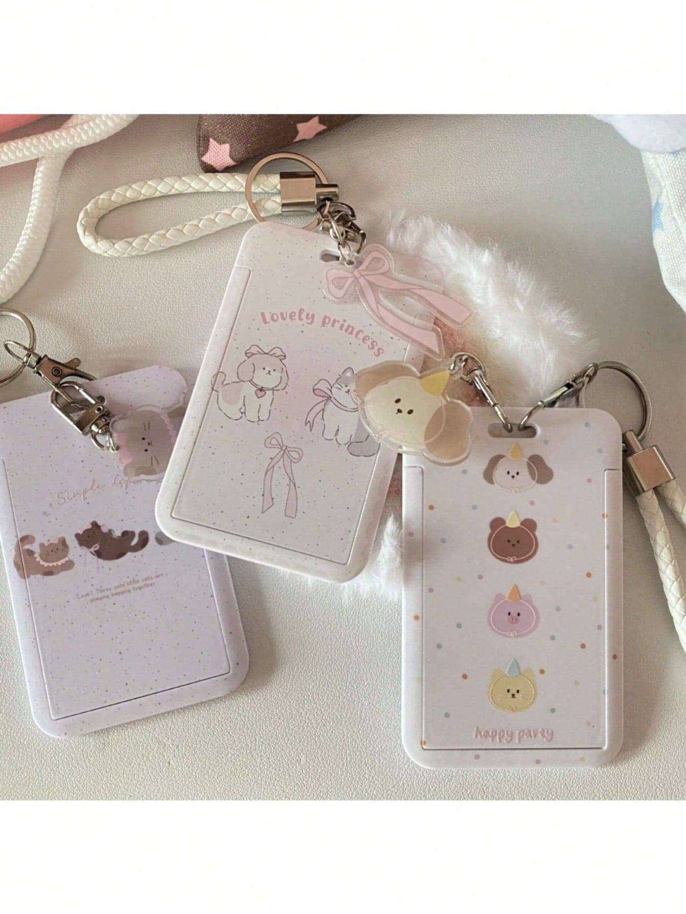 Kpop Photocard Holder Keychain Cartoon Animal PC Holder Kpop ID Badge Holder With Keychain Student Bus Card Pendant Keychain Hard Shell Protective Photo Sleeves School Supplies, Back To School