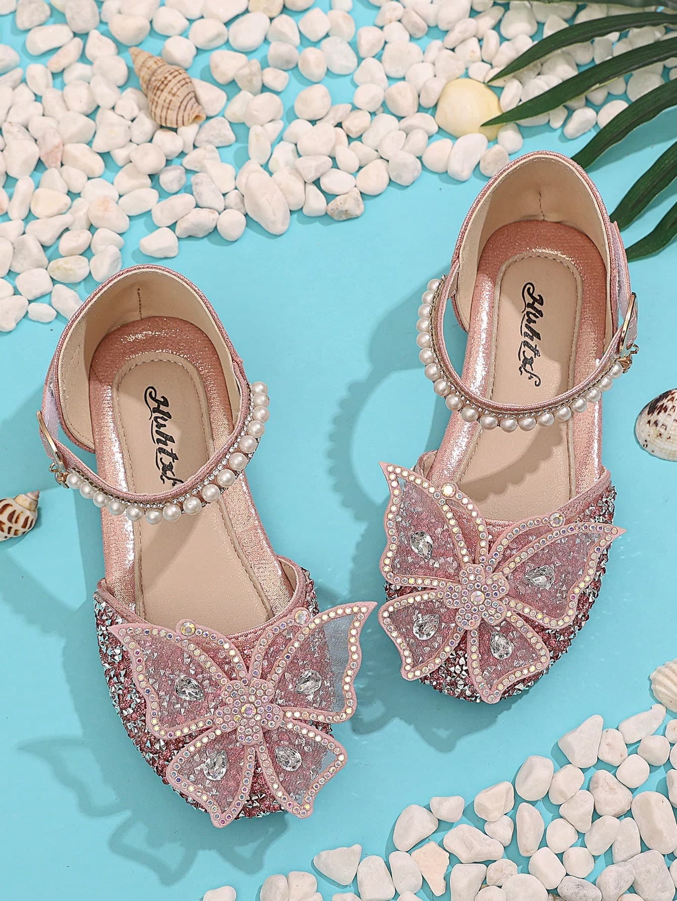 1 Pair Fashion Princess Shoes For Little Girls, Featuring Faux Rhinestones & Bow Detailing, Soft Sole Sandals, Rhinestone Baby Shoes, Sequin Ballet Flats